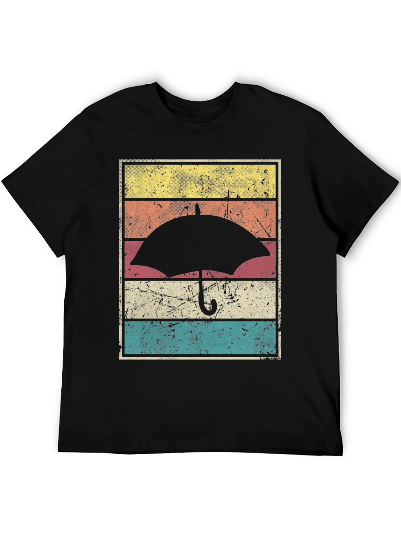Black Retro Umbrella Graphic Tee - Vintage Style view 5