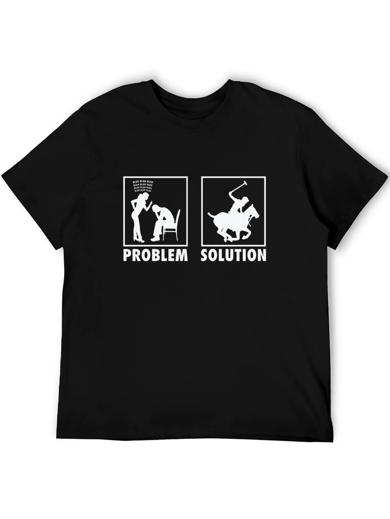 Black Problem Solution Polo Humor T-Shirt view 5