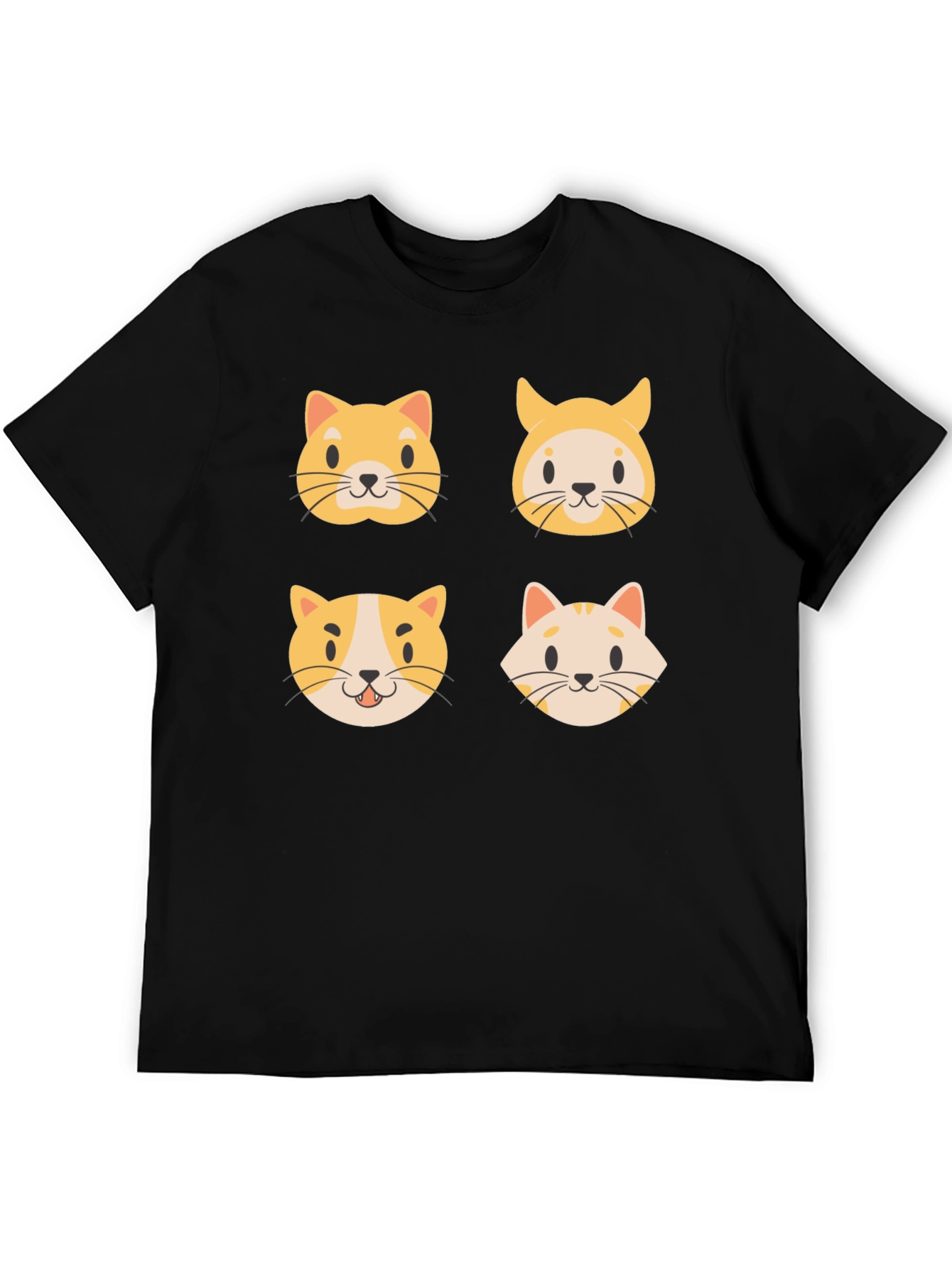 Black Cute Cat Faces Black T-Shirt view 5