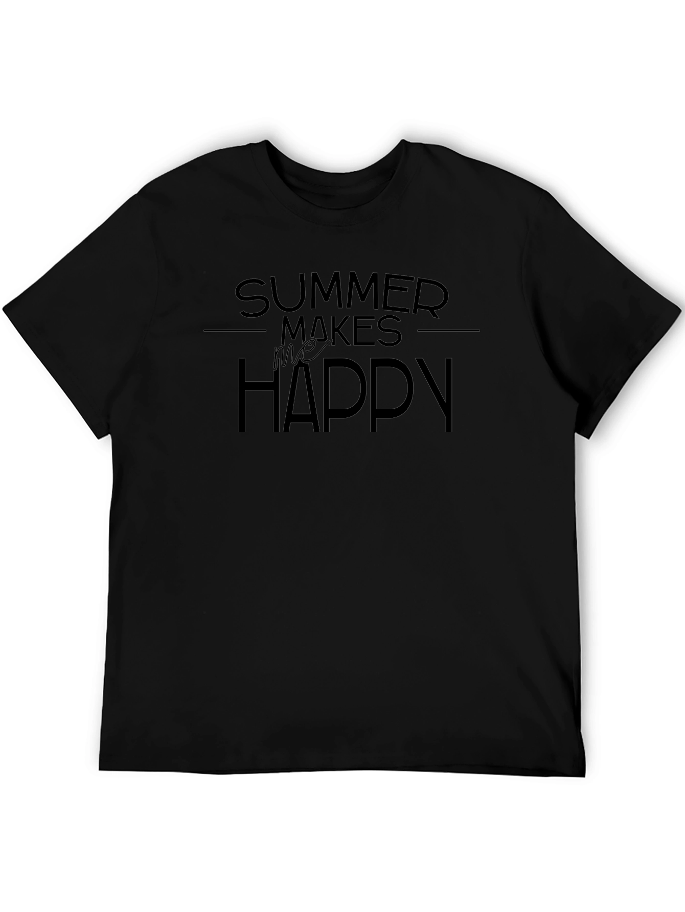 Black Summer Makes Me Happy Graphic T-Shirt - Black view 5