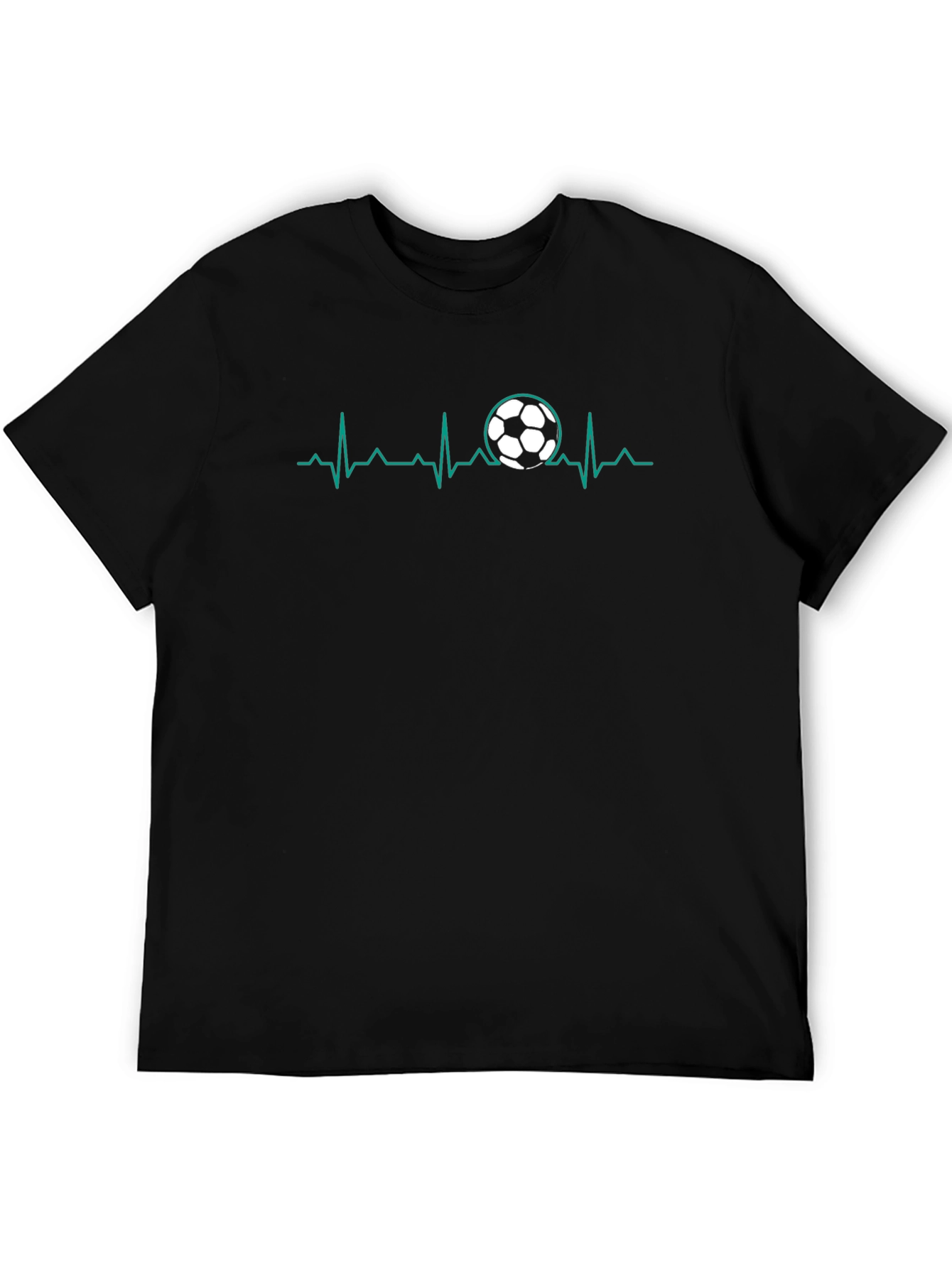Black Soccer Heartbeat T-Shirt - Black view 5