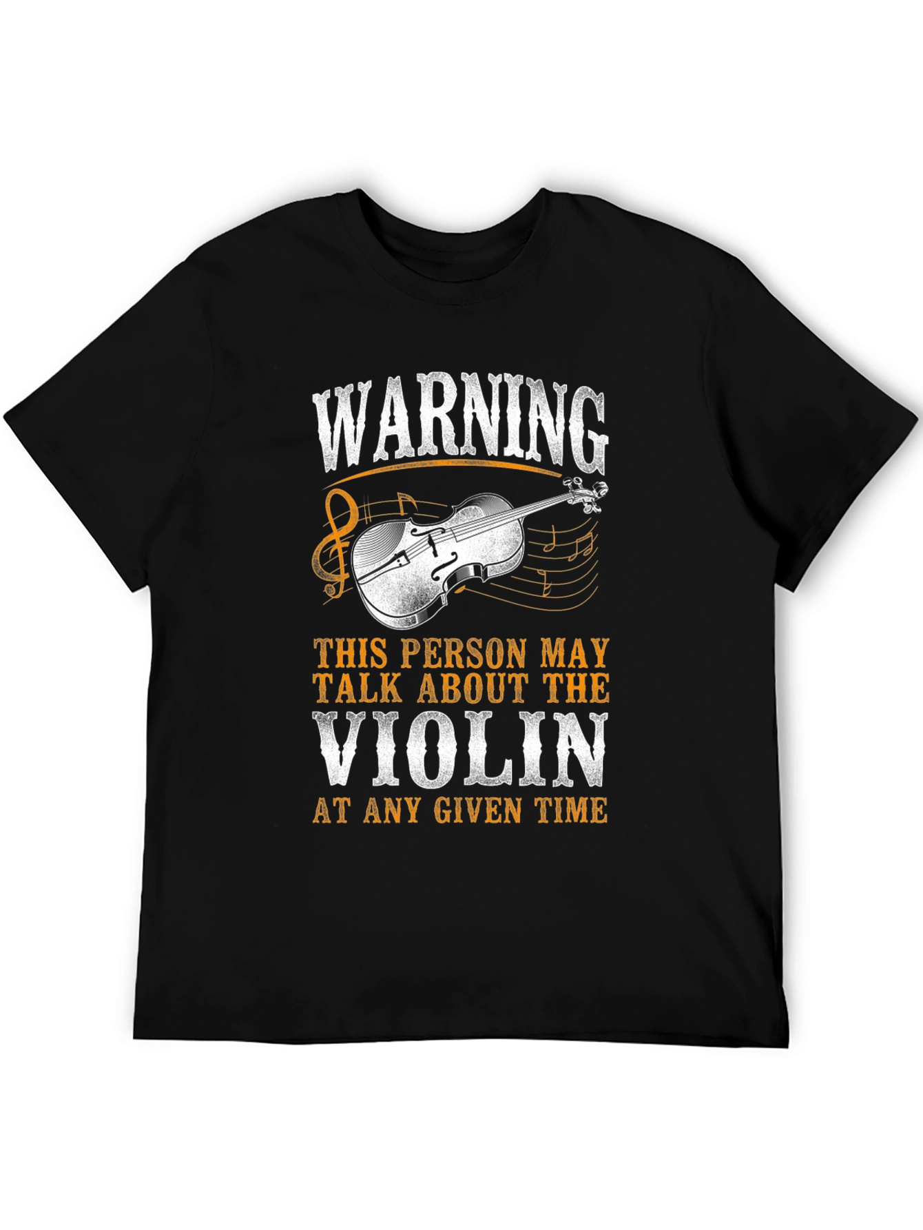 Black Warning Violin T-Shirt - Music Lover Gift view 5