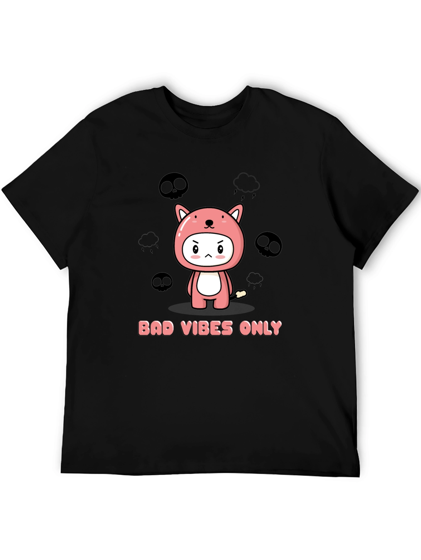 Black Bad Vibes Only Kawaii Graphic T-Shirt view 5