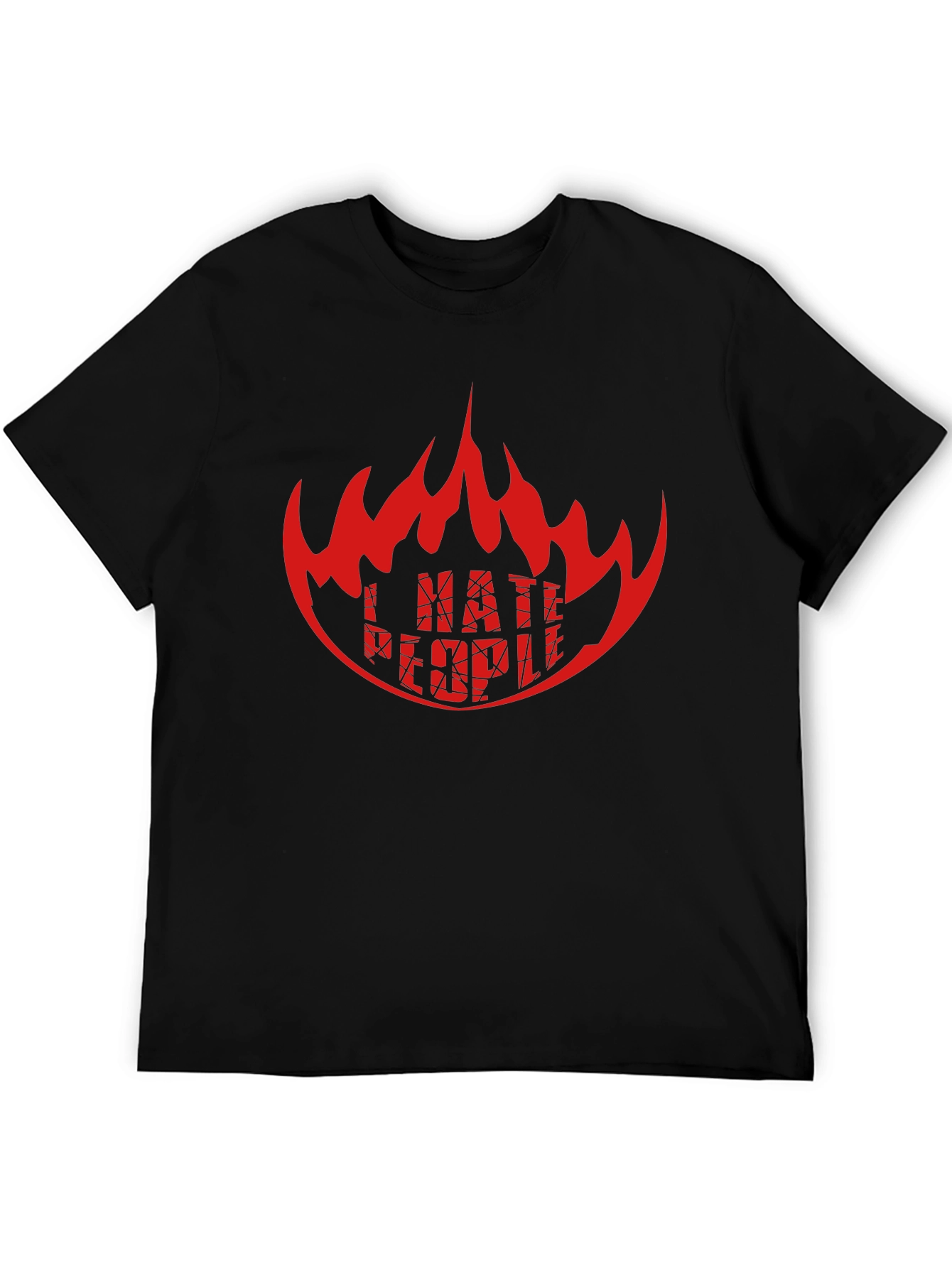Black I HATE PEOPLE Graphic Tee - Black Crew Neck T-Shirt view 5