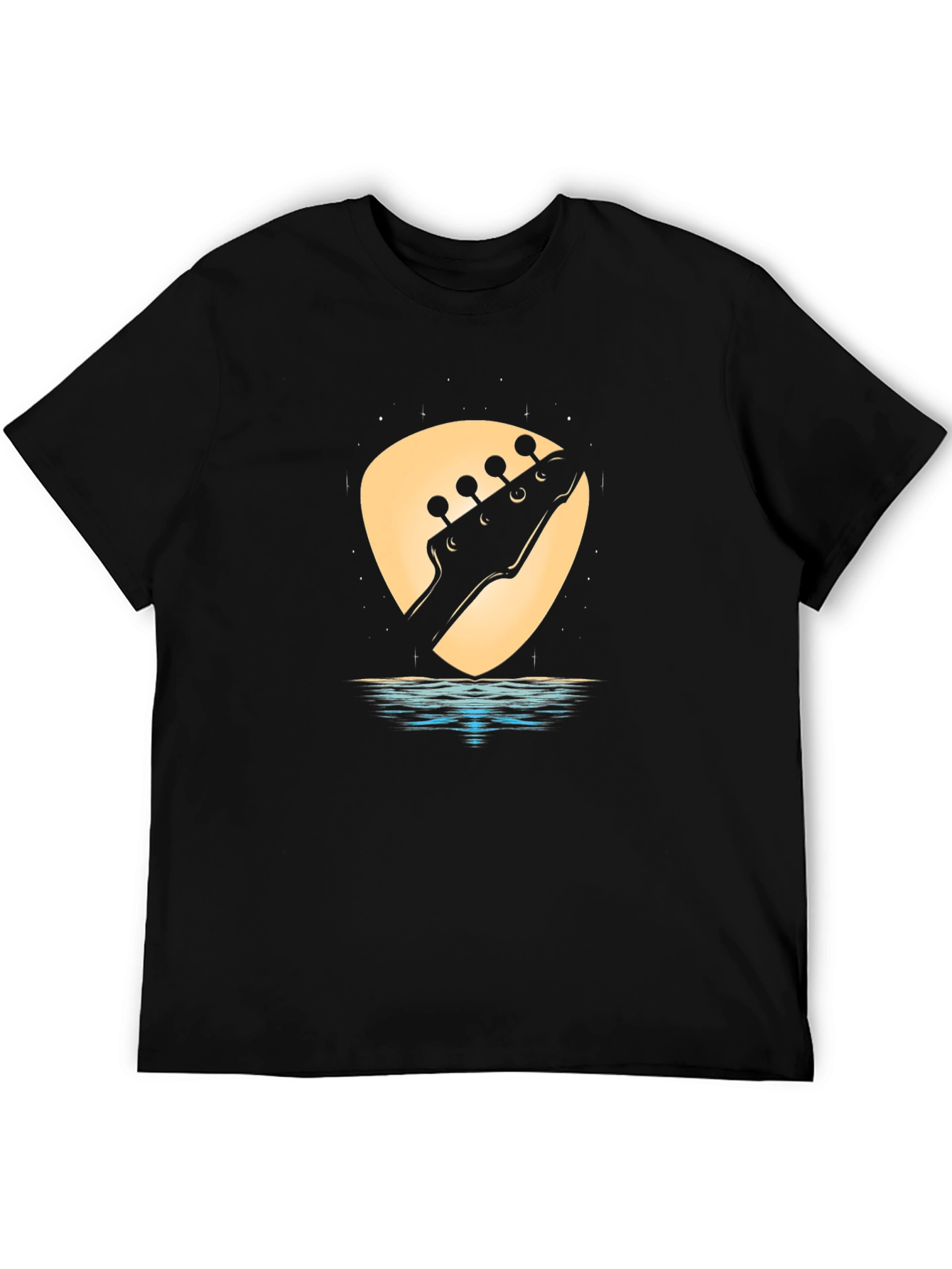 Black Guitar Headstock Lake Graphic Tee view 5