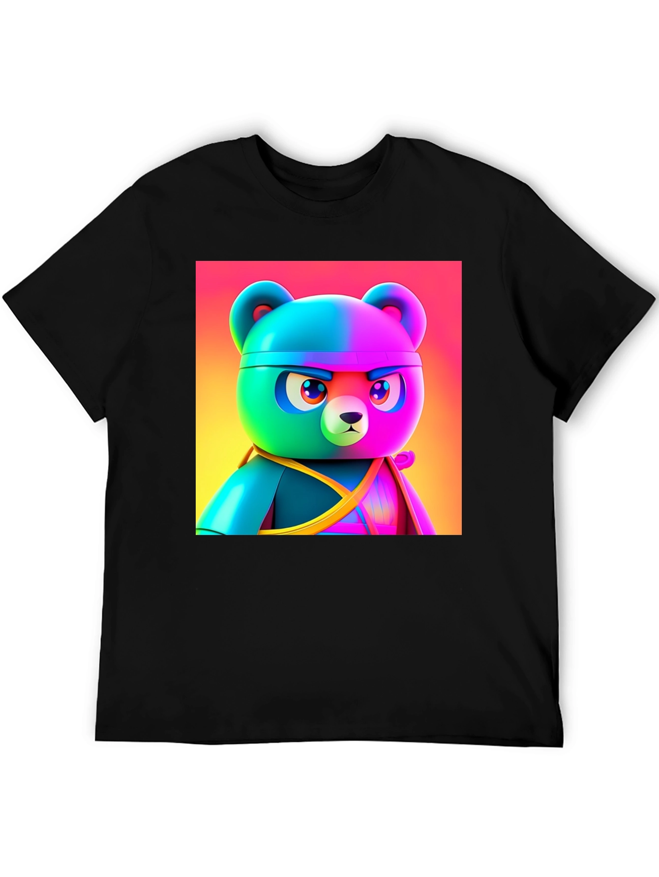 Black Cool Cartoon Bear T-Shirt view 5