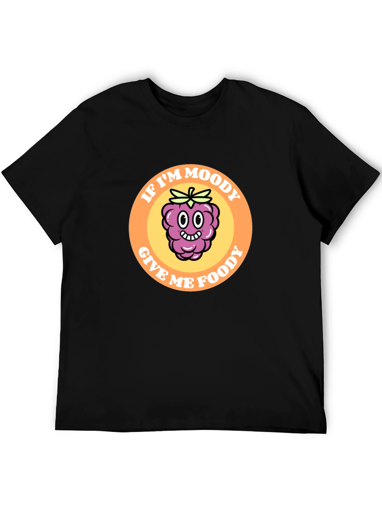 Black Moody Raspberry Graphic Tee - Black Cotton T-Shirt view 5
