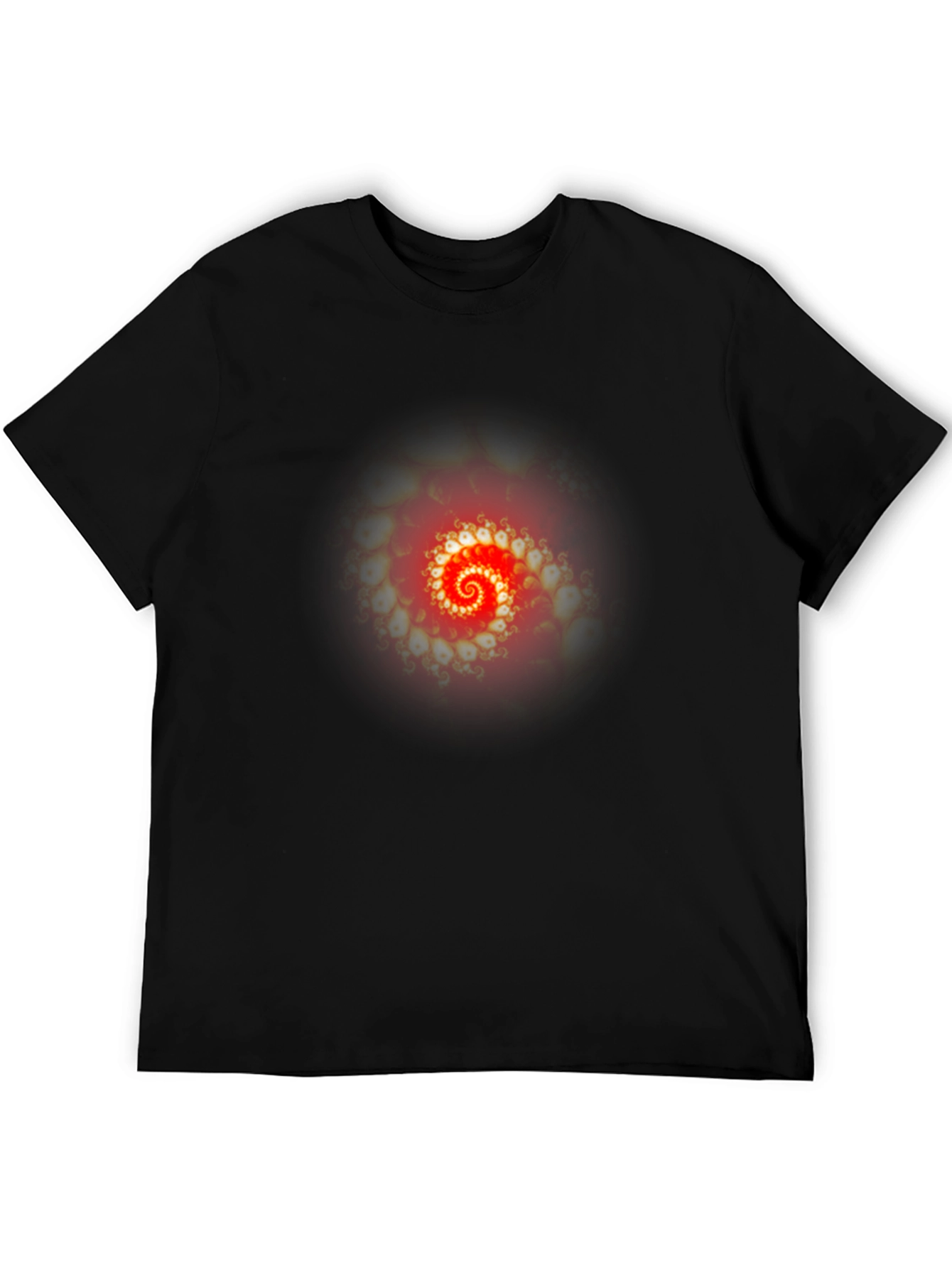 Black Red Fractal Spiral Graphic T-Shirt view 5