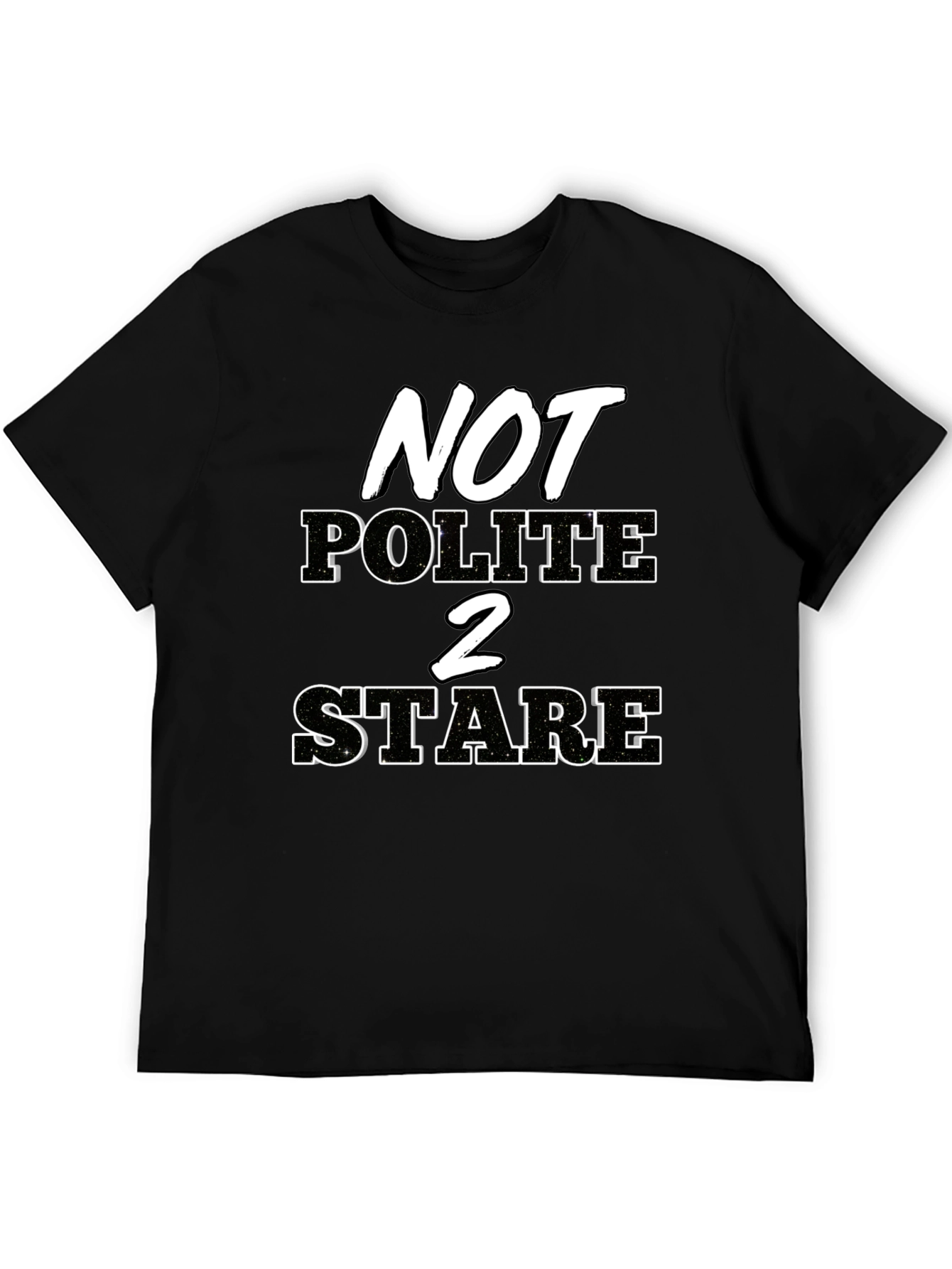 Black Not Polite to Stare Graphic Tee - Black Cotton Blend view 5
