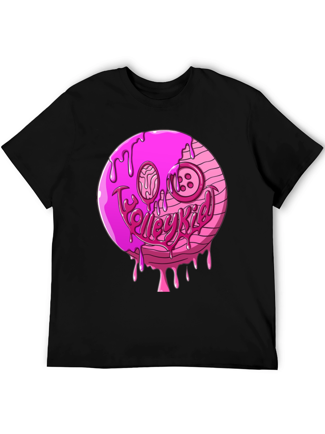 Black Pink Drip Smiley Face Graphic T-Shirt view 5