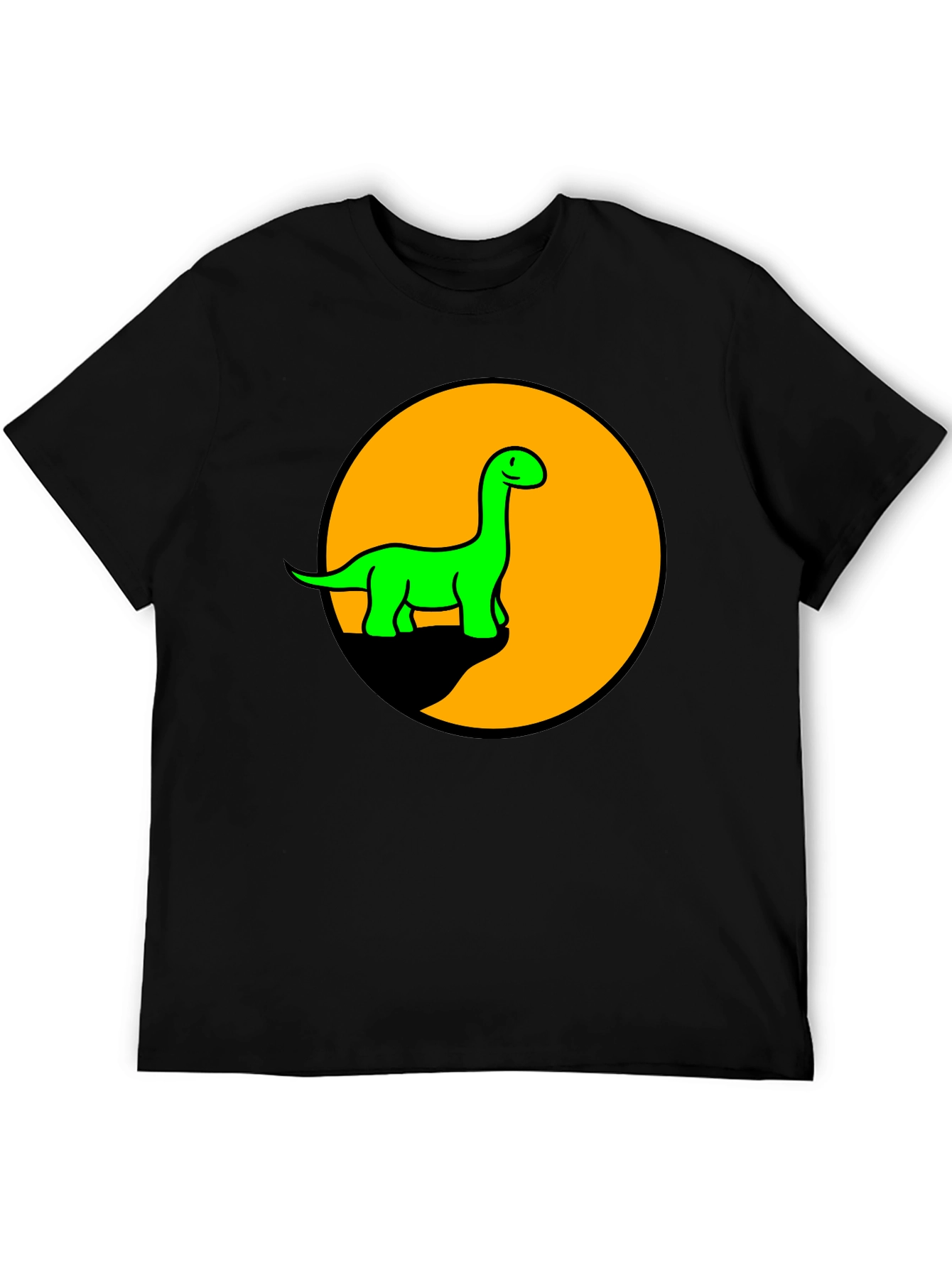 Black Dino Graphic Tee - Black T-Shirt with Retro Green Dinosaur Print view 5