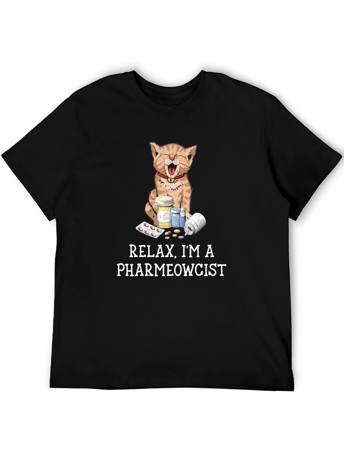 Black Pharmewcist Cat T-Shirt - Funny Veterinarian Tee view 5