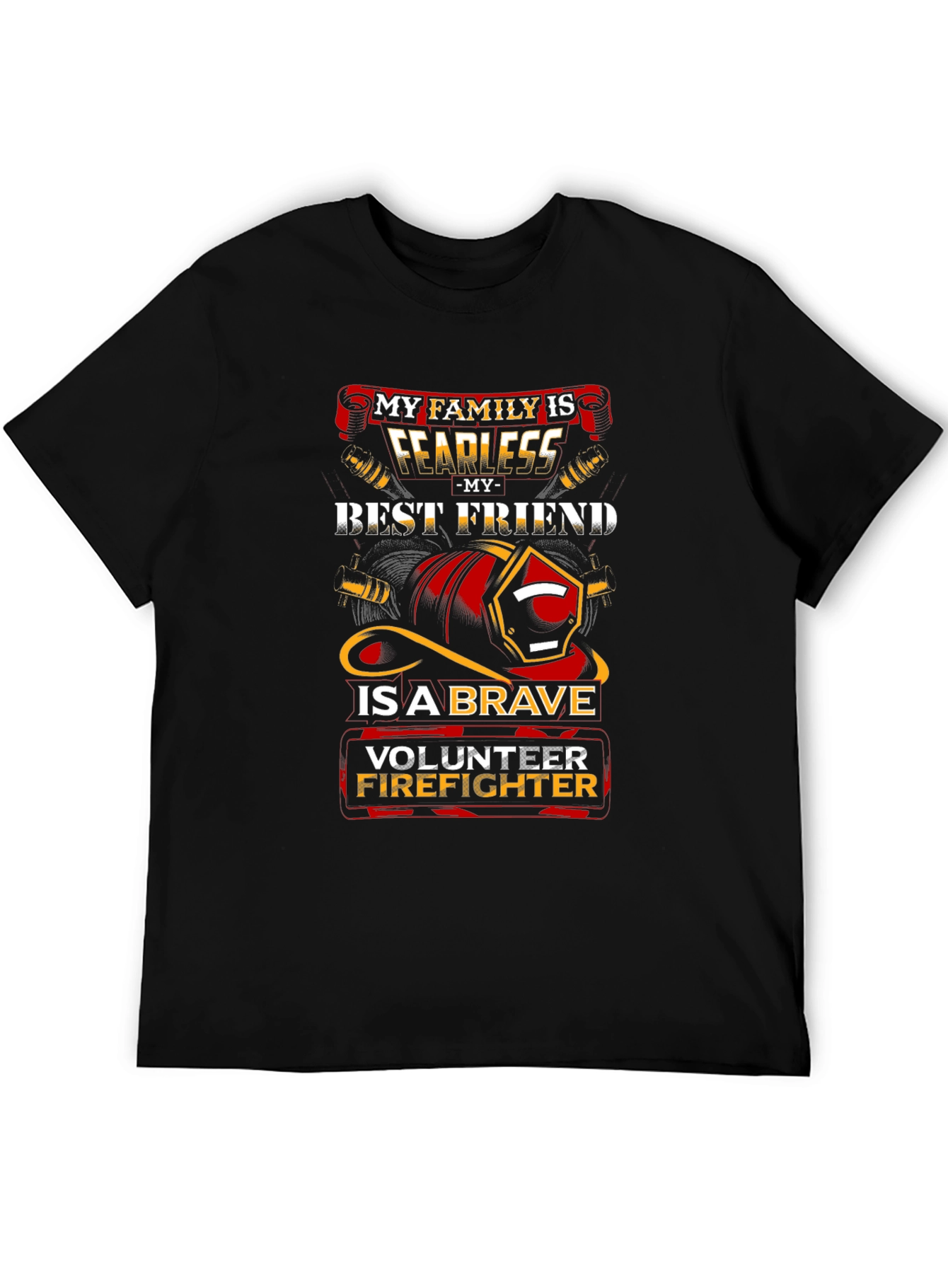 Black Volunteer Firefighter Graphic T-Shirt view 5