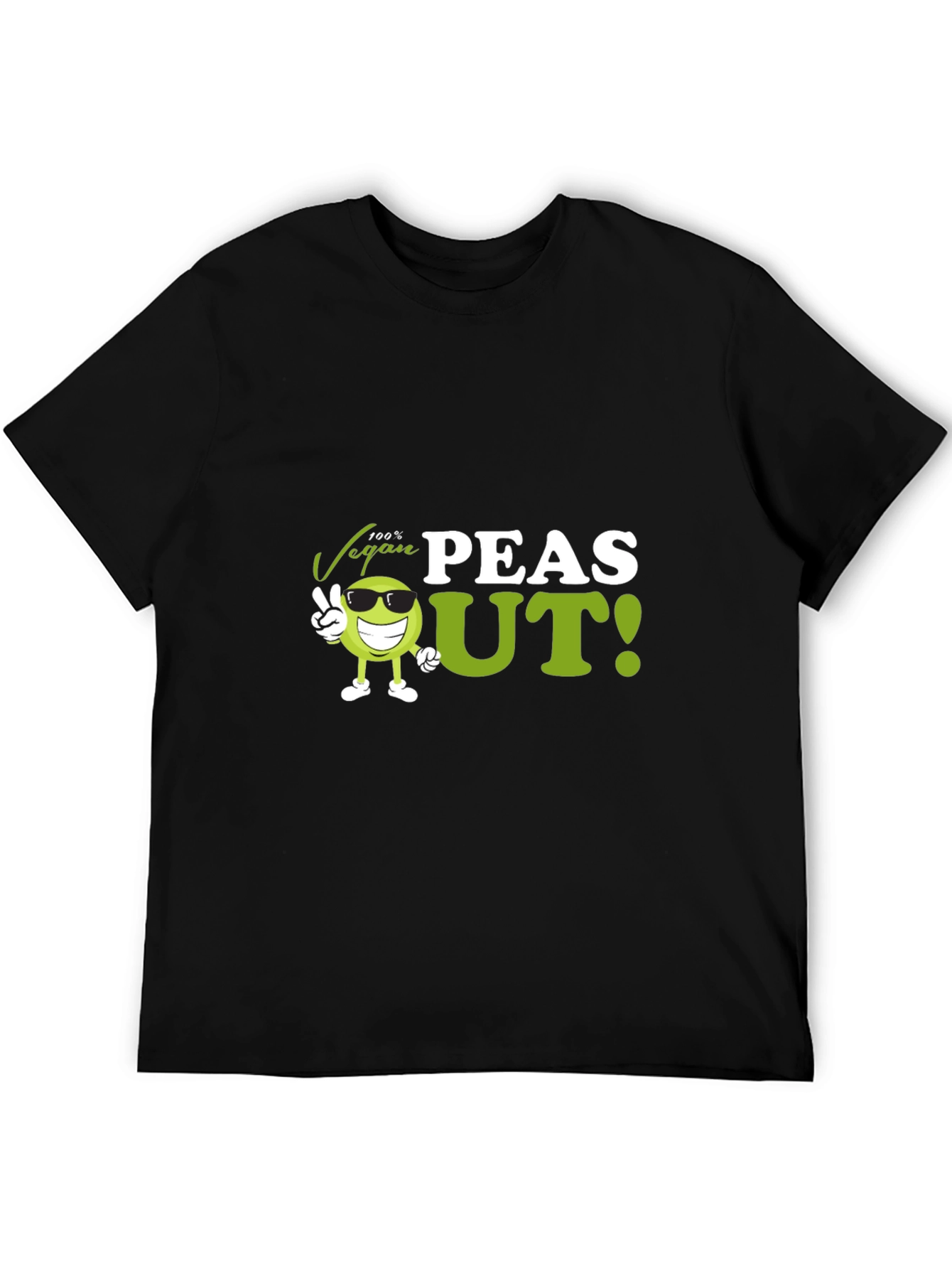 Black Vegan Peas Out T-Shirt - Funny Plant Based Tee view 5