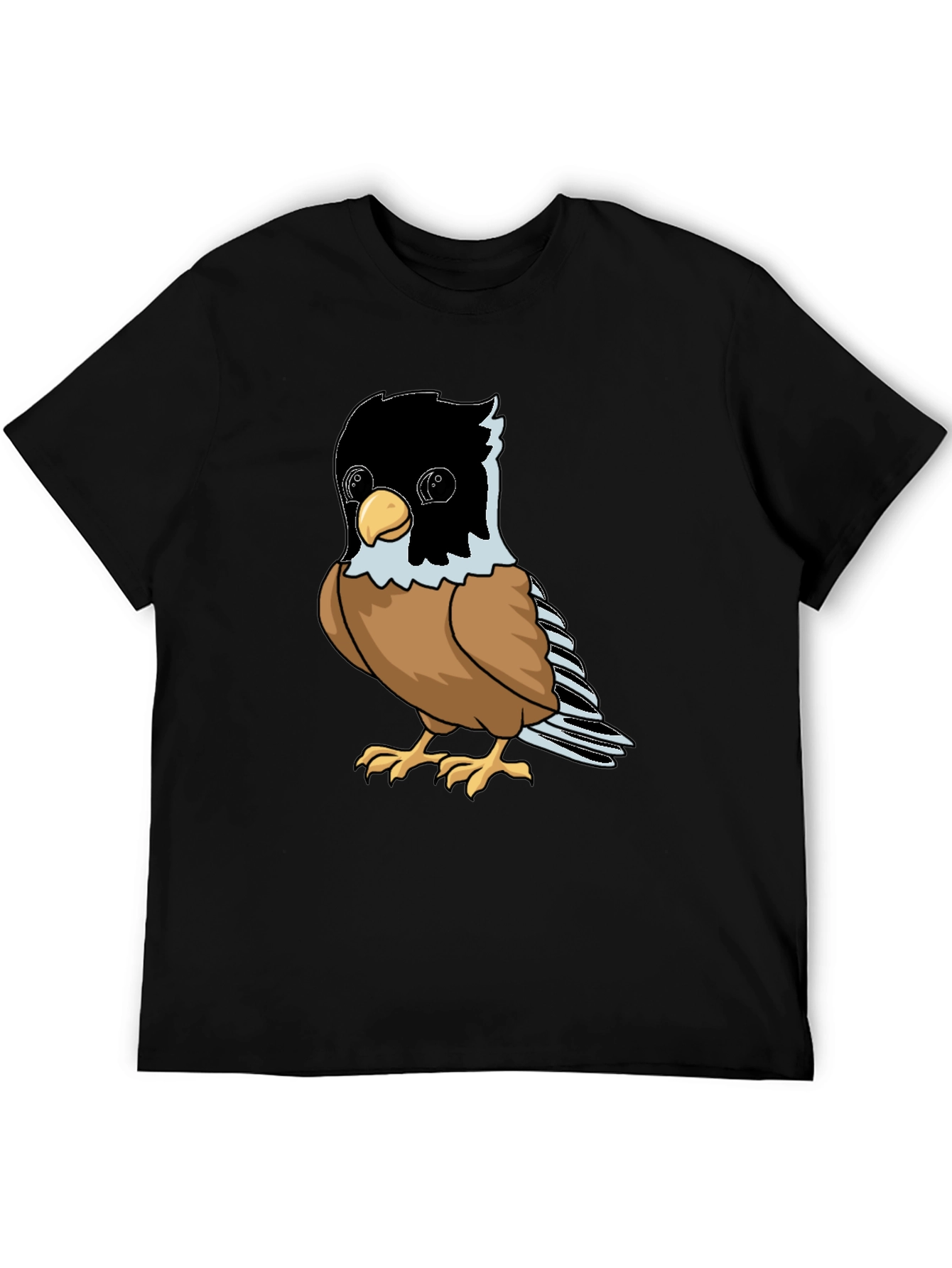 Black Cute Bird Graphic Tee - Soft Black Cotton Shirt view 5