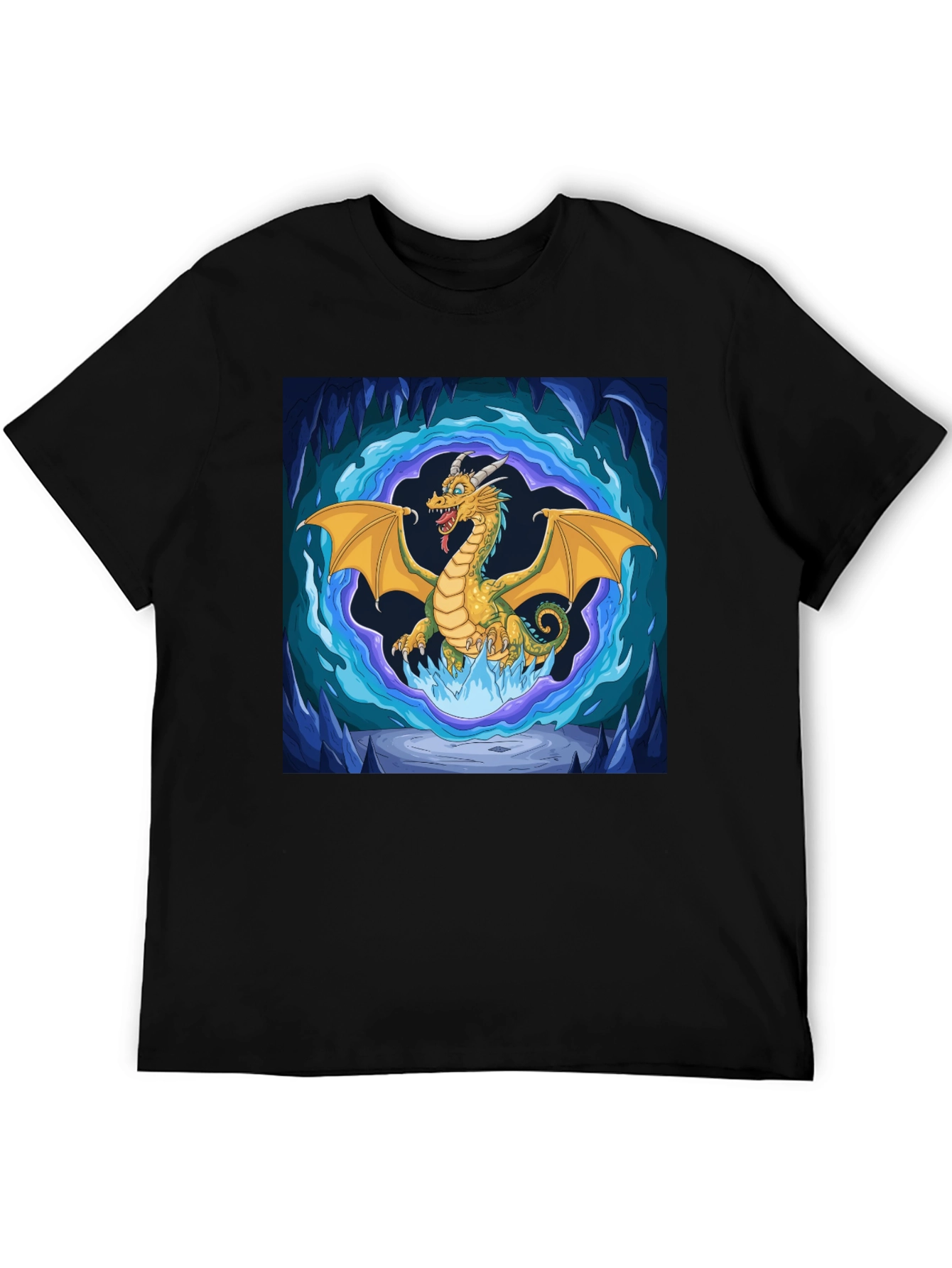 Black Dragon Graphic Tee - Fantasy Art Black T-Shirt view 5