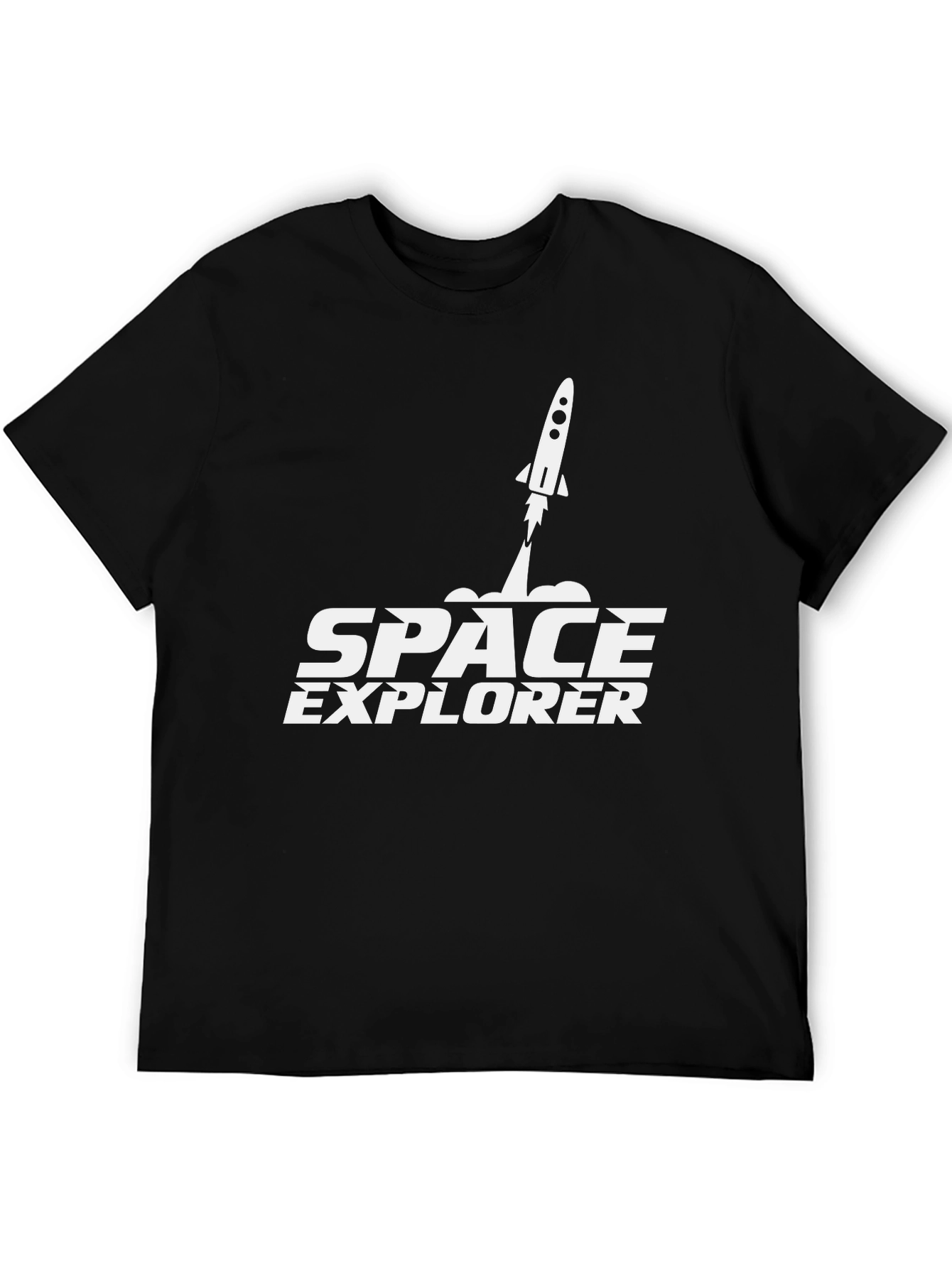 Black Space Explorer Black T-Shirt Rocket Design view 5