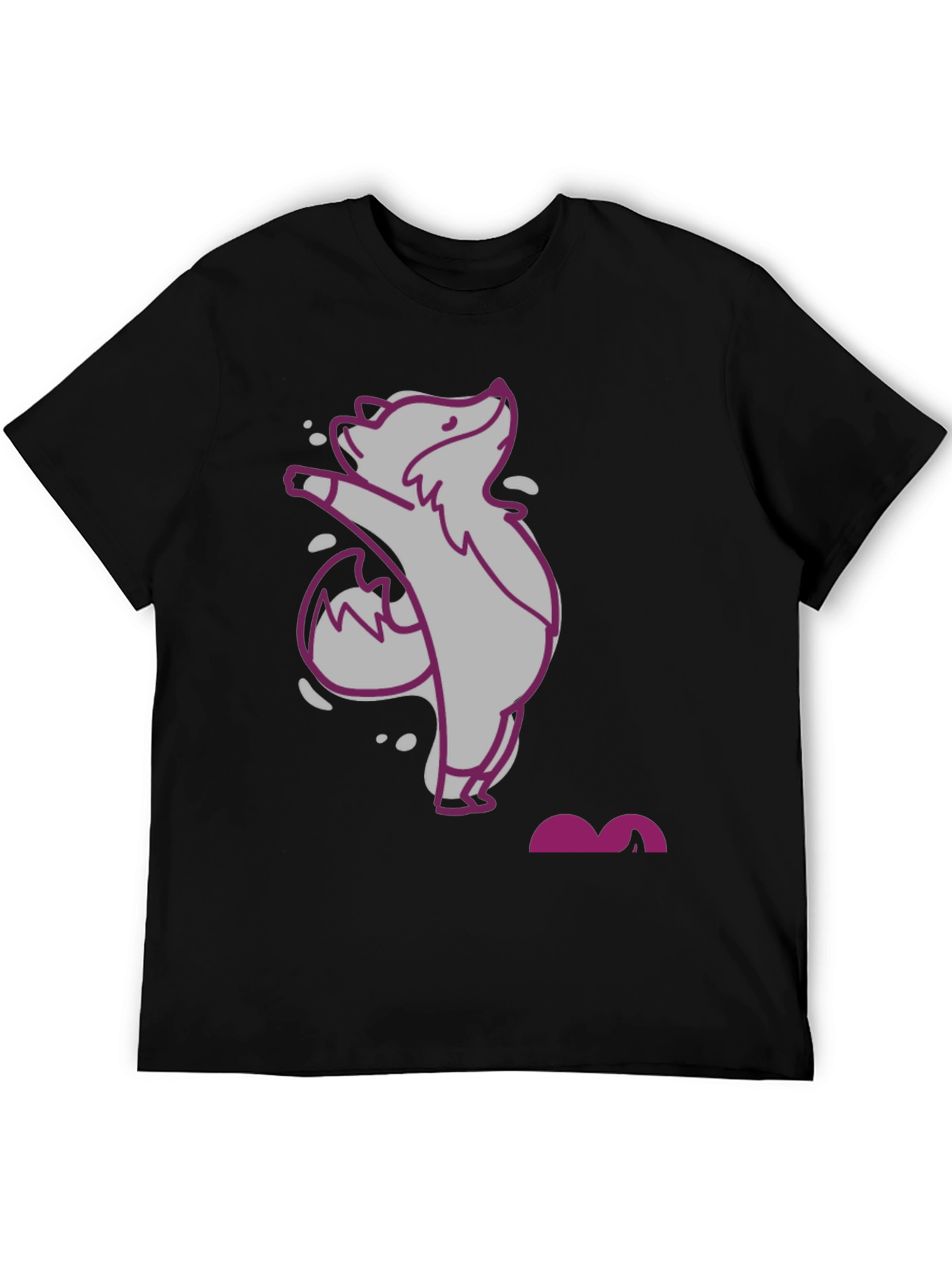 Black Cute Cartoon Fox Graphic Tee - Unisex view 5