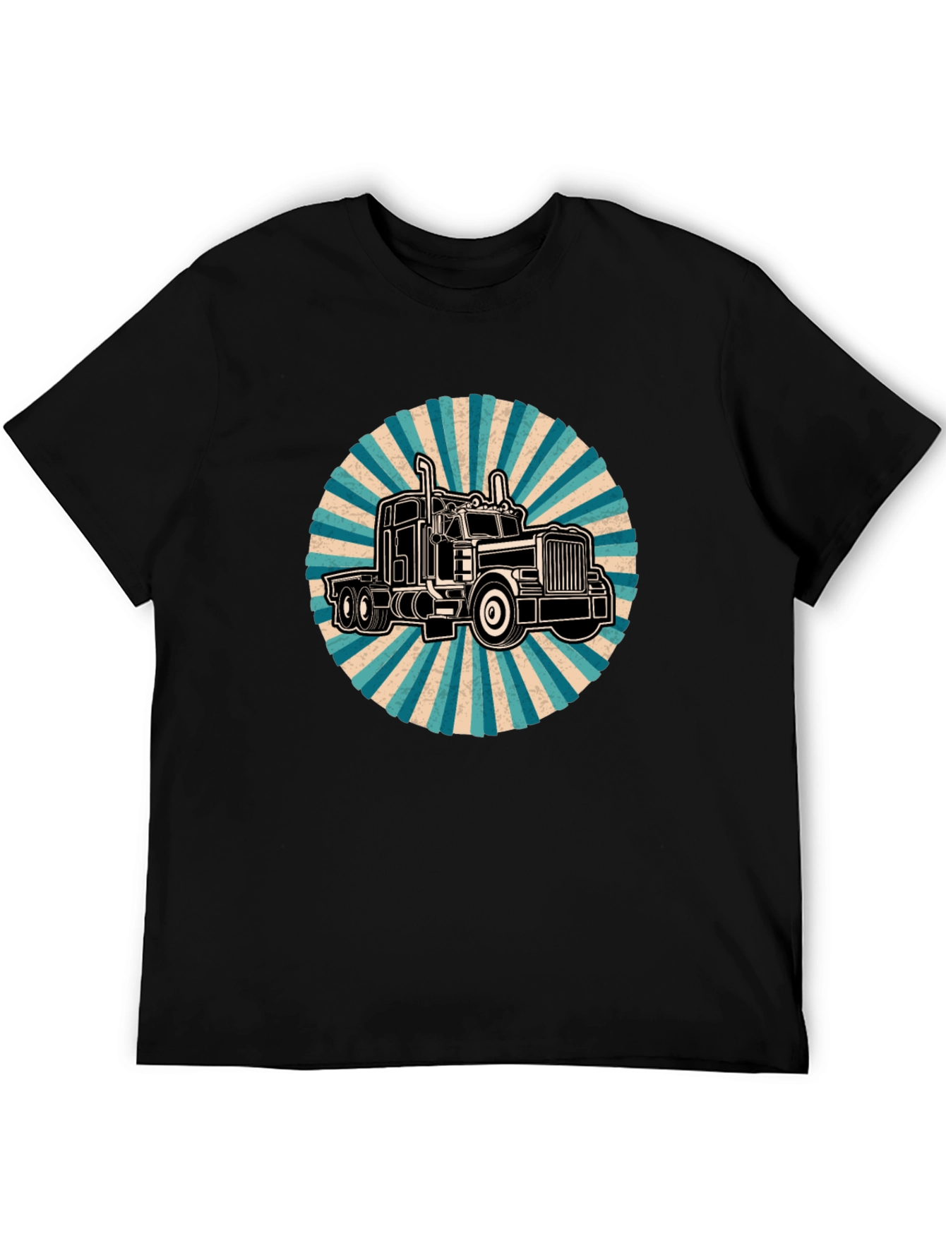 Black Trucker Tee - Retro Style Black T-Shirt view 5