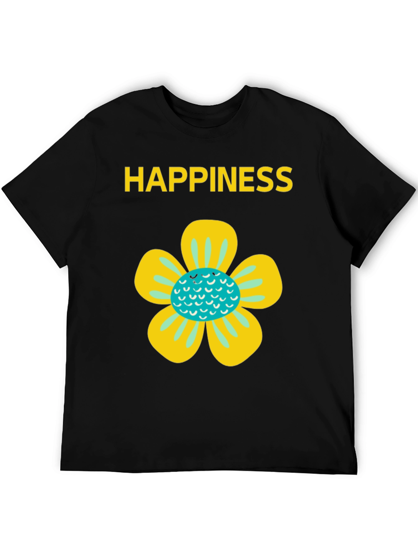 Black Happiness Floral Graphic Tee - Black Cotton Blend view 5