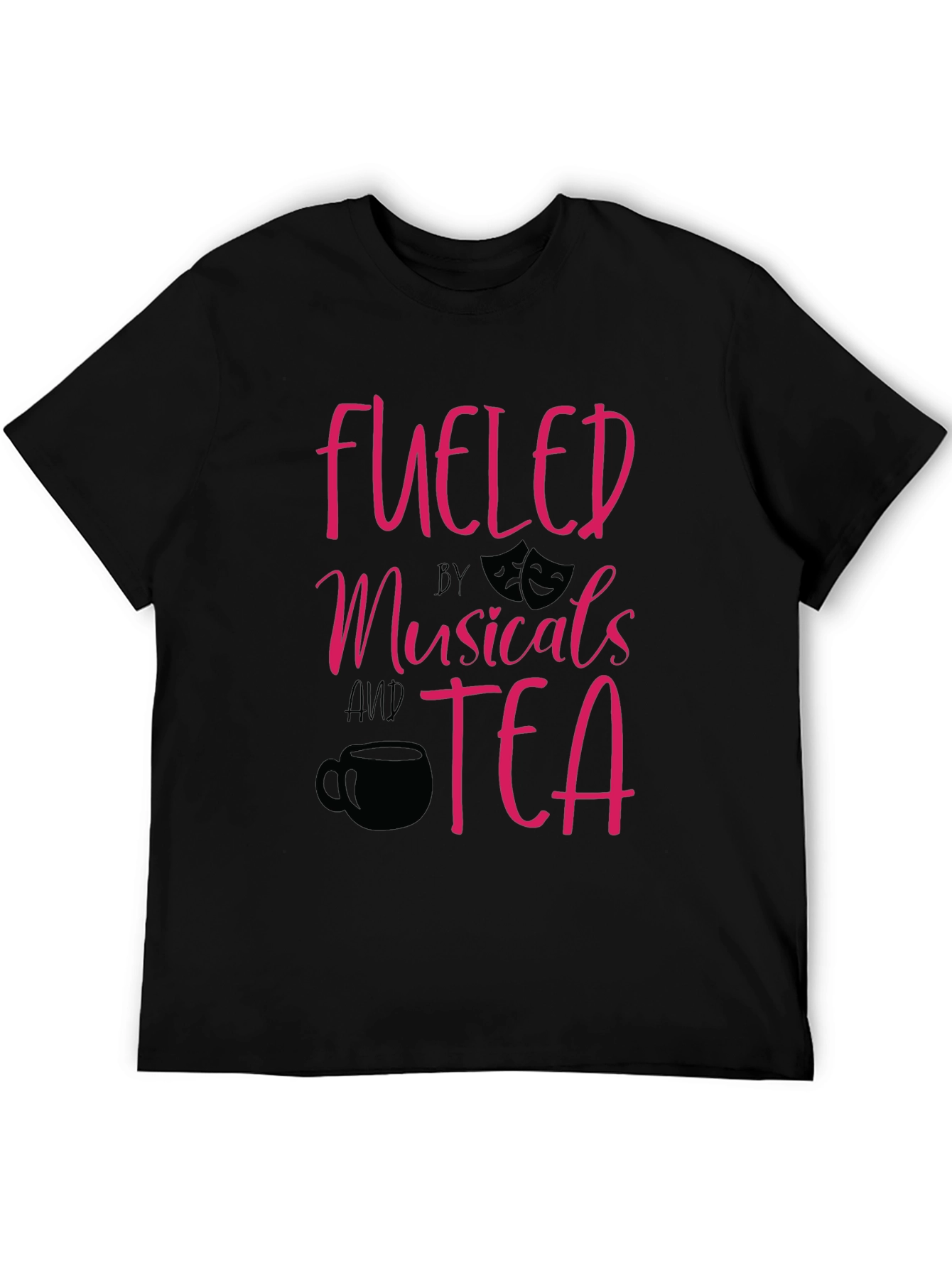 Black Fueled by Musicals and Tea Graphic T-Shirt view 5