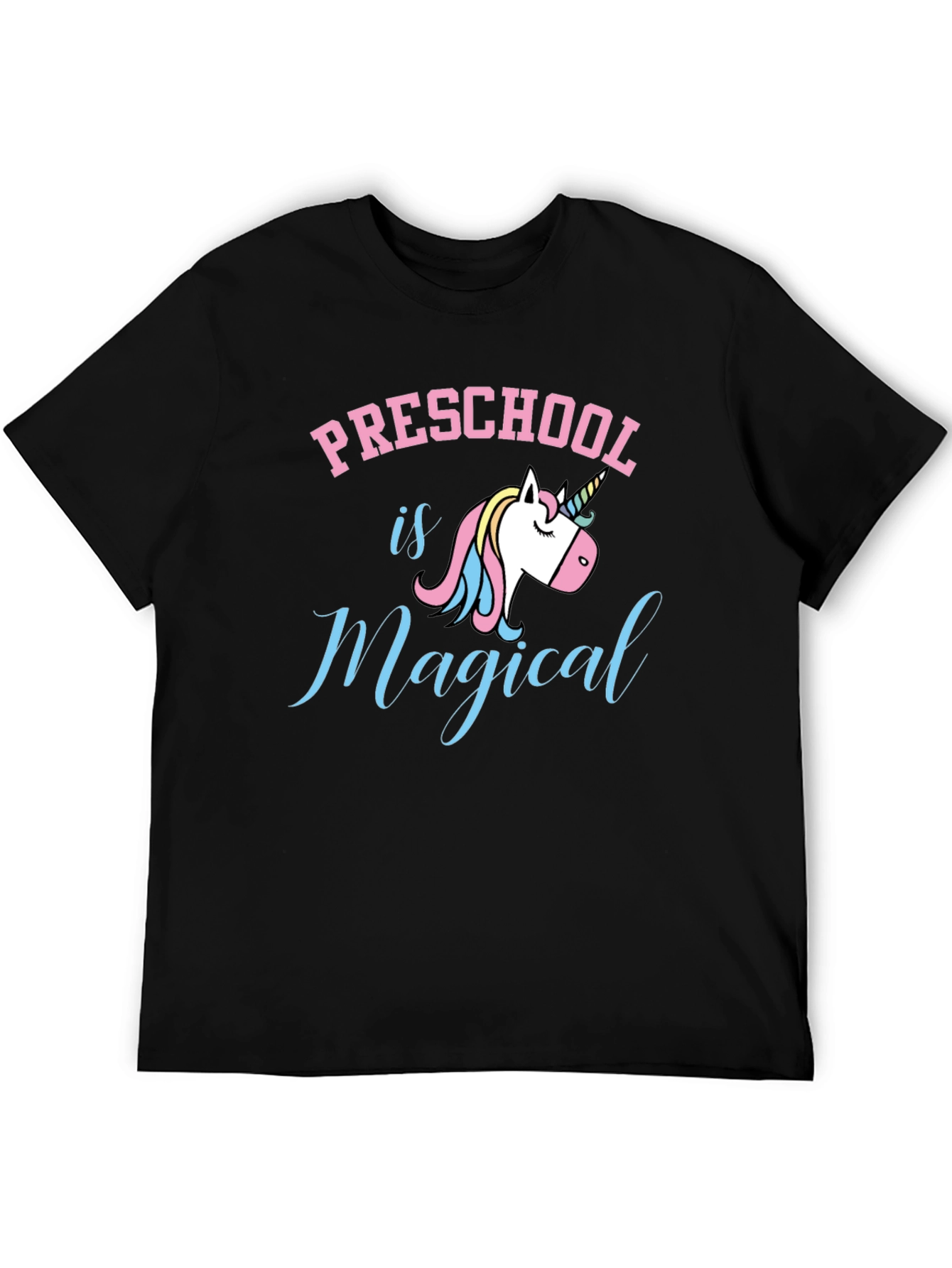 Black Preschool is Magical Unicorn Graphic Tee - Black view 5