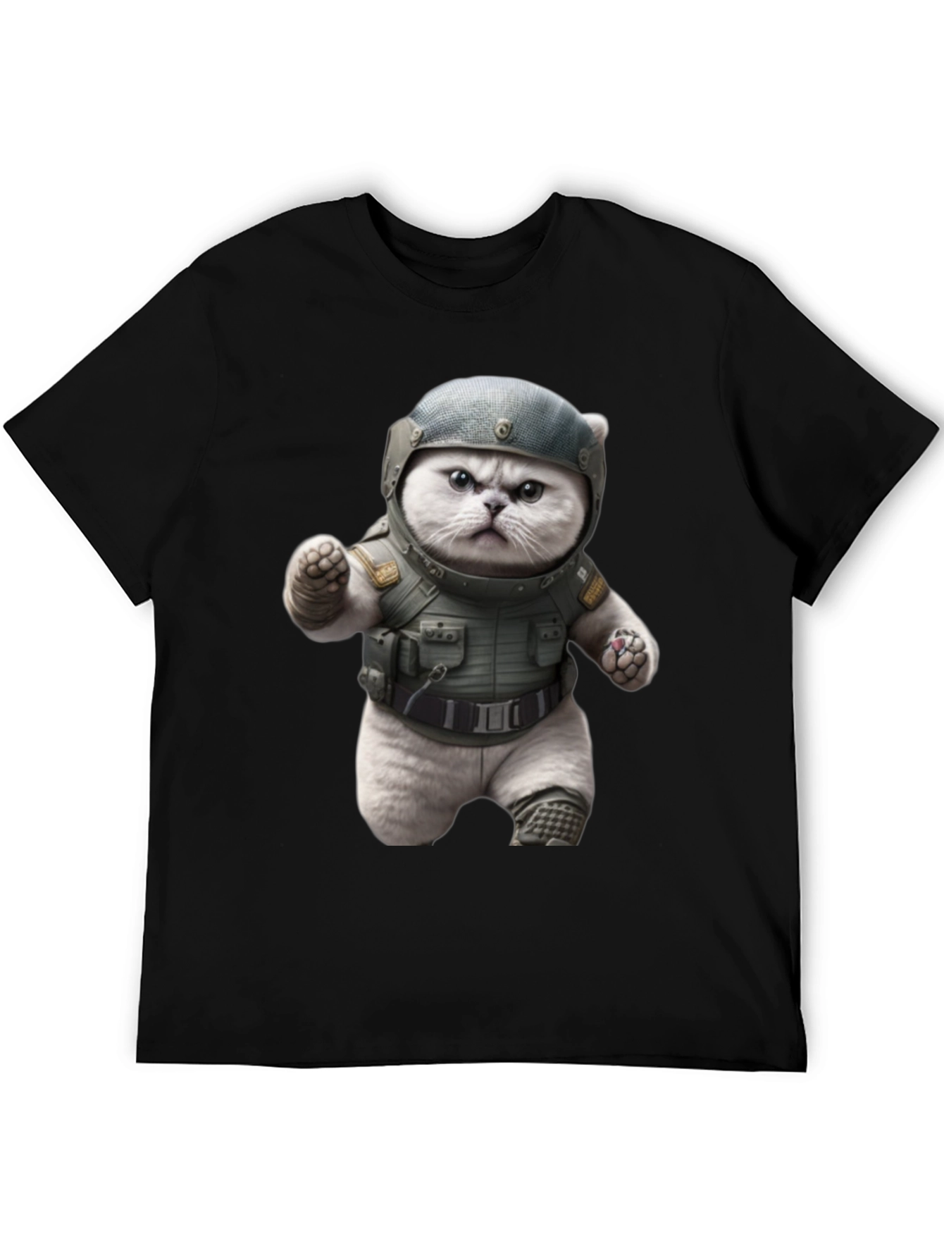 Black Tactical Cat T-Shirt - Military Grade Humor view 5