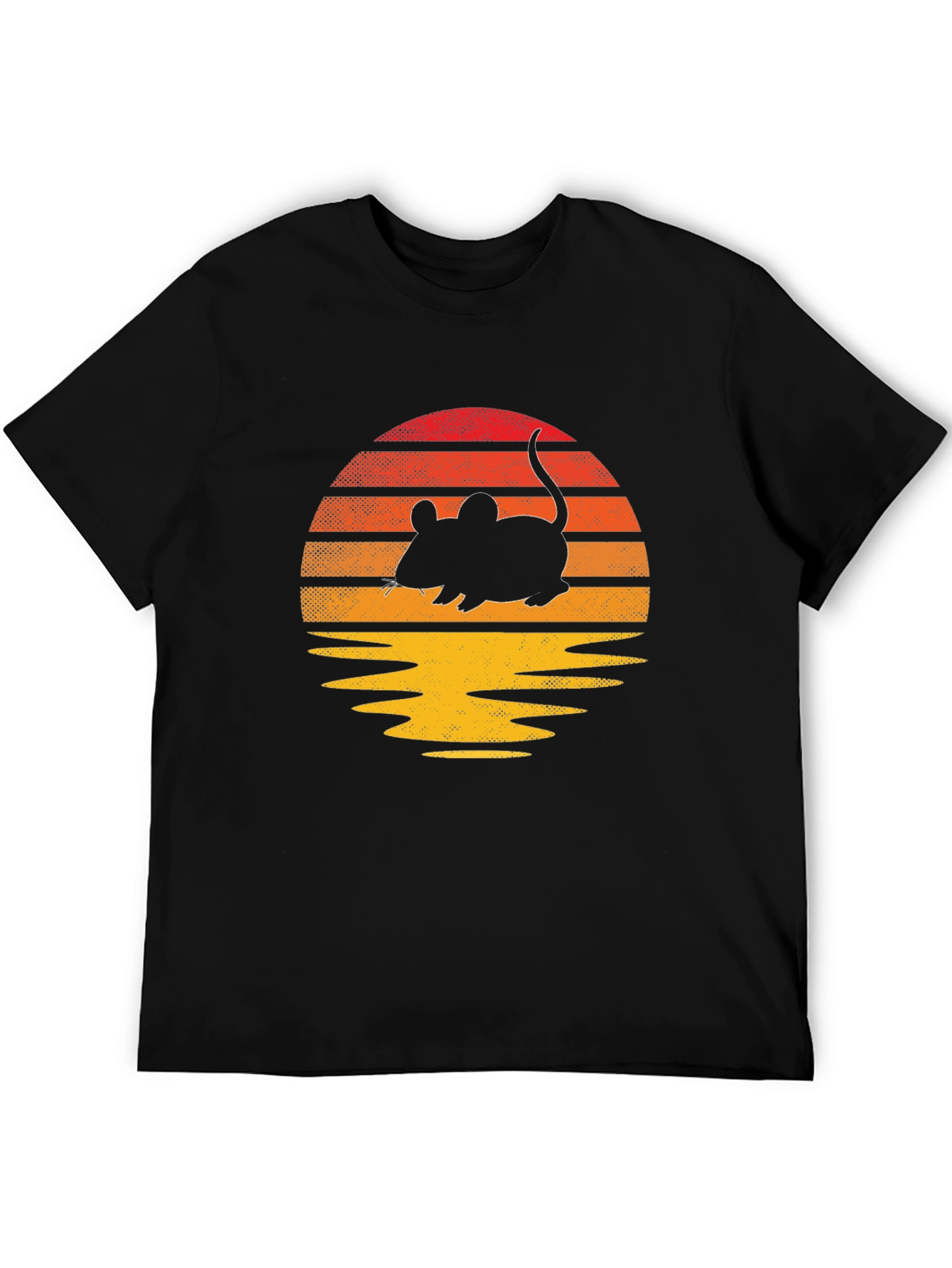 Black Retro Mouse Sunset Graphic Tee view 5