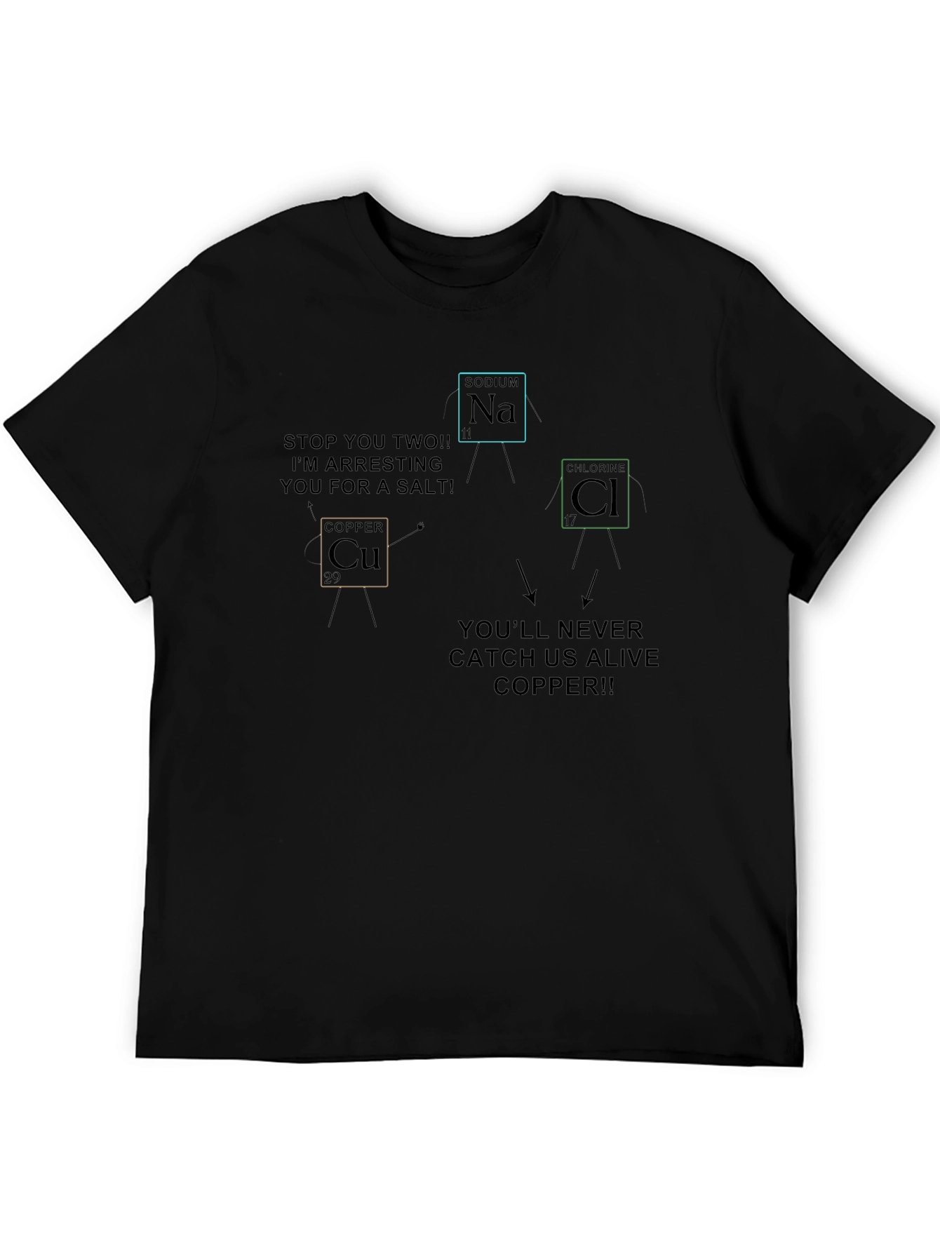 Black Funny Chemistry Pun T-Shirt - Salt Arrest! view 5