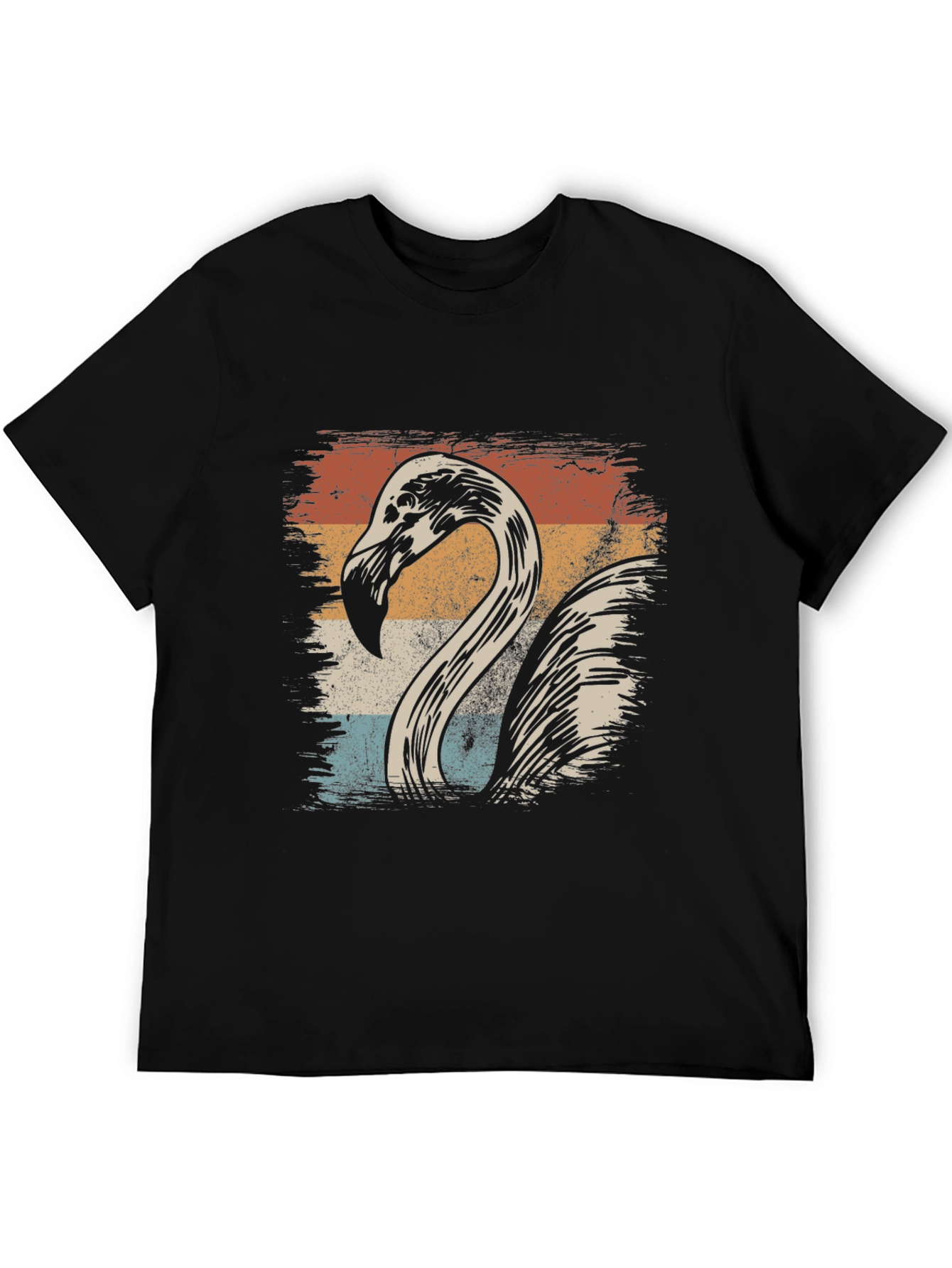 Black Vintage Flamingo Graphic Tee - Retro Style T-Shirt view 5