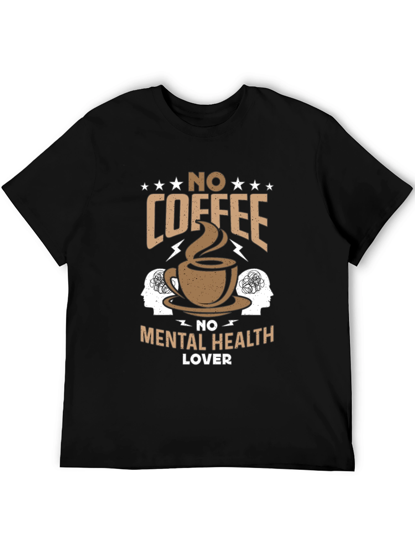 Black No Coffee No Mental Health T-Shirt view 5