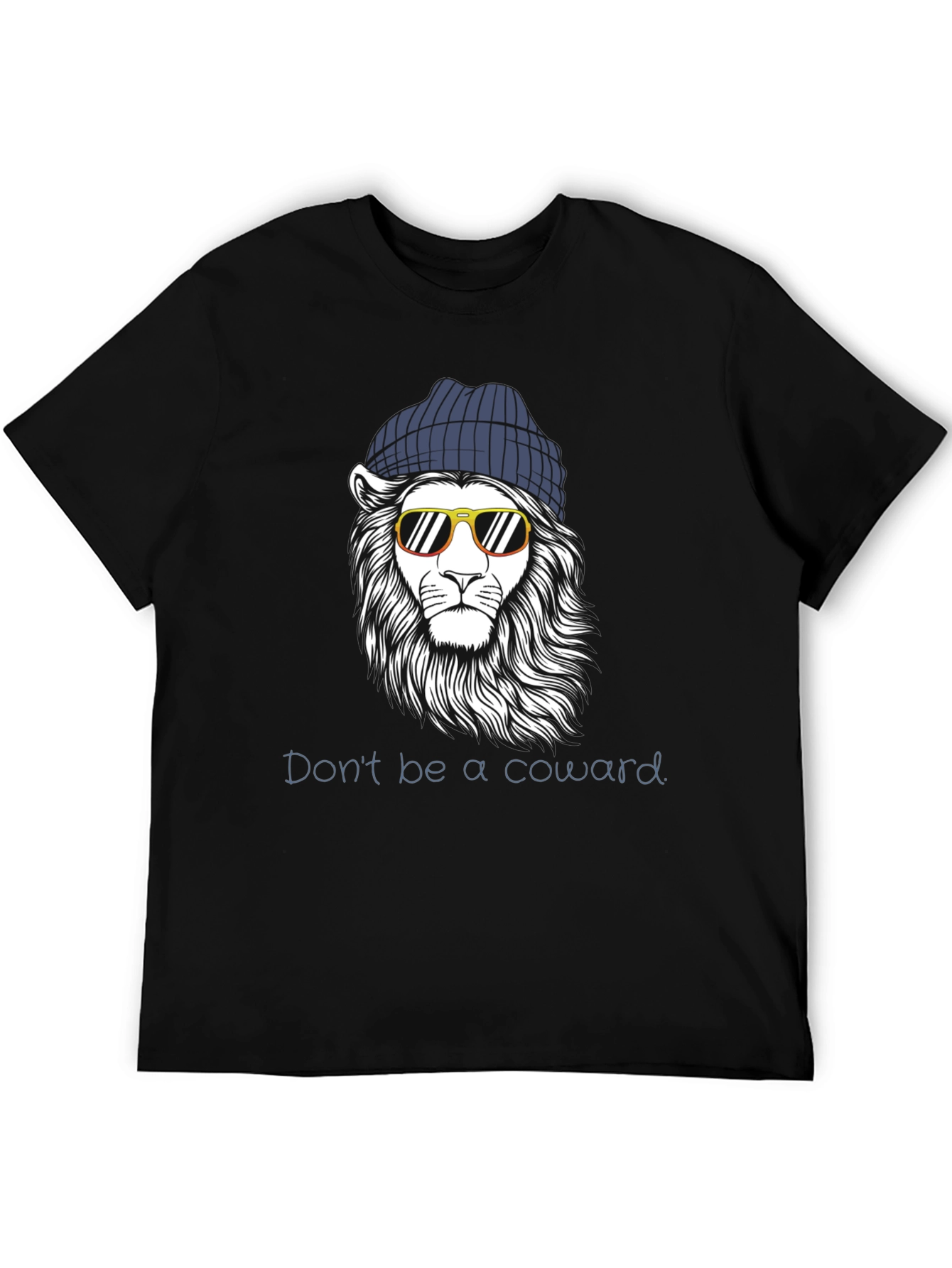 Black Cool Lion Graphic Tee - Don't Be A Coward view 5