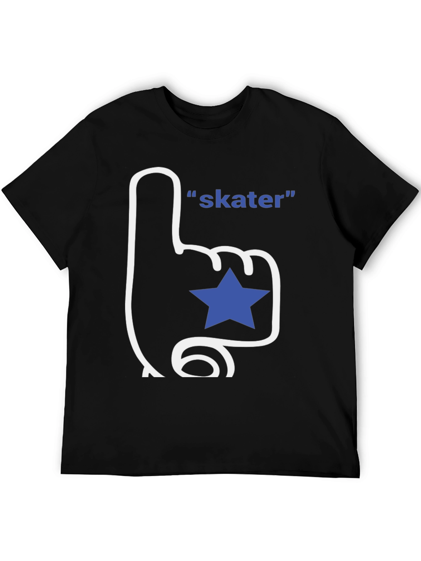 Black Skater T-Shirt - Fan Finger with Star view 5