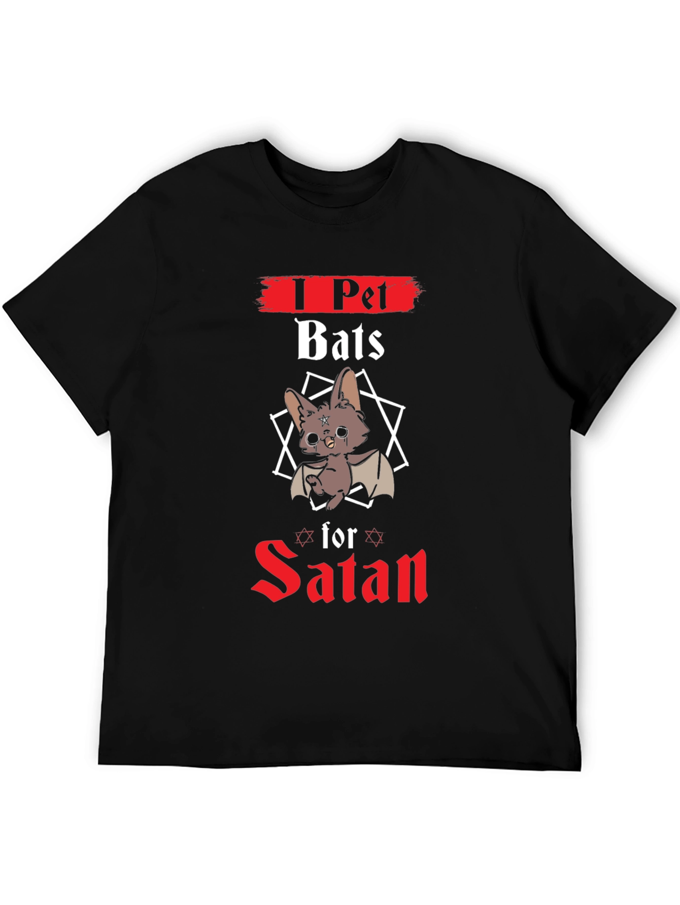 Black I Pet Bats for Satan Graphic Tee view 5