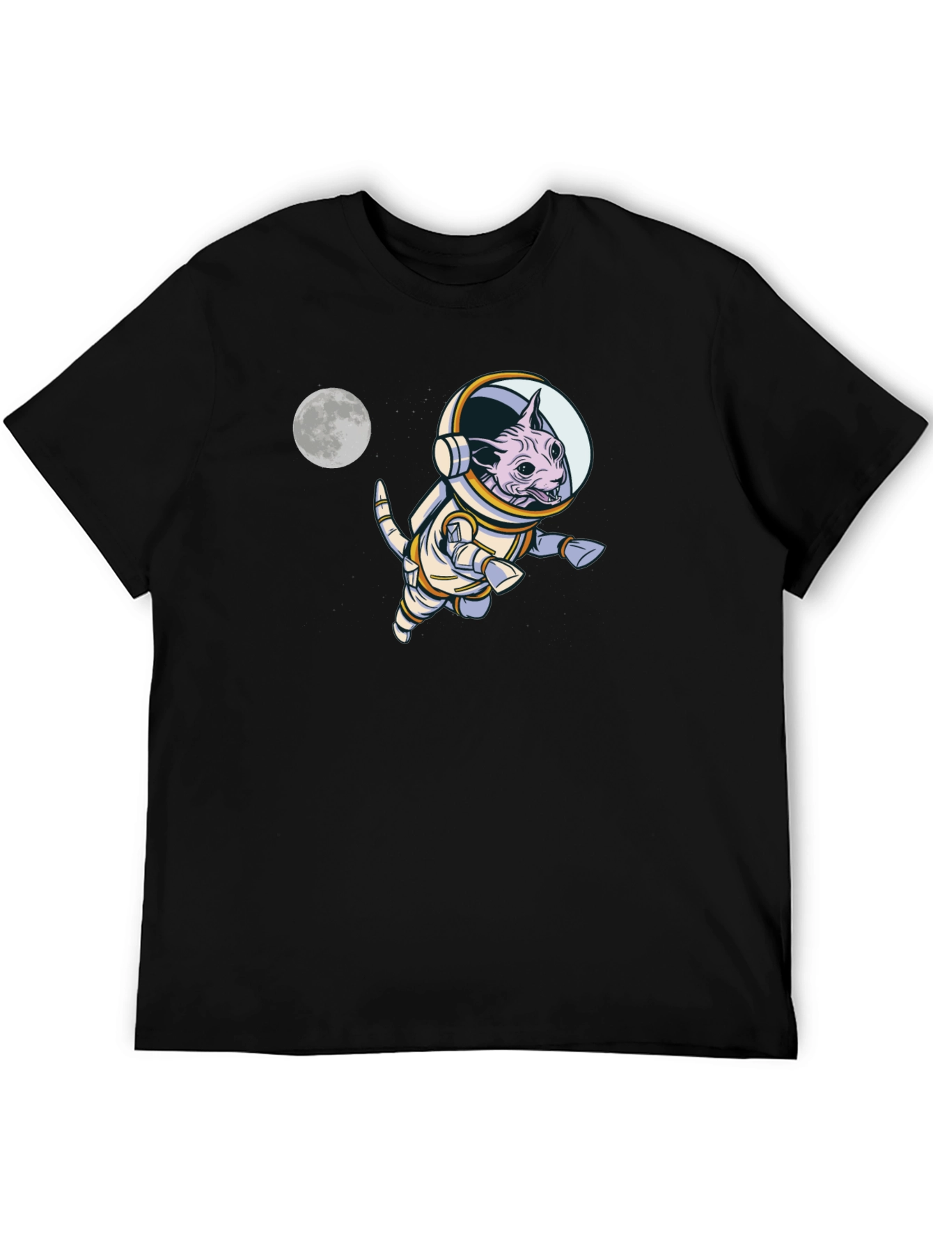 Black Astronaut Cat T-Shirt - Space Kitty Tee view 5