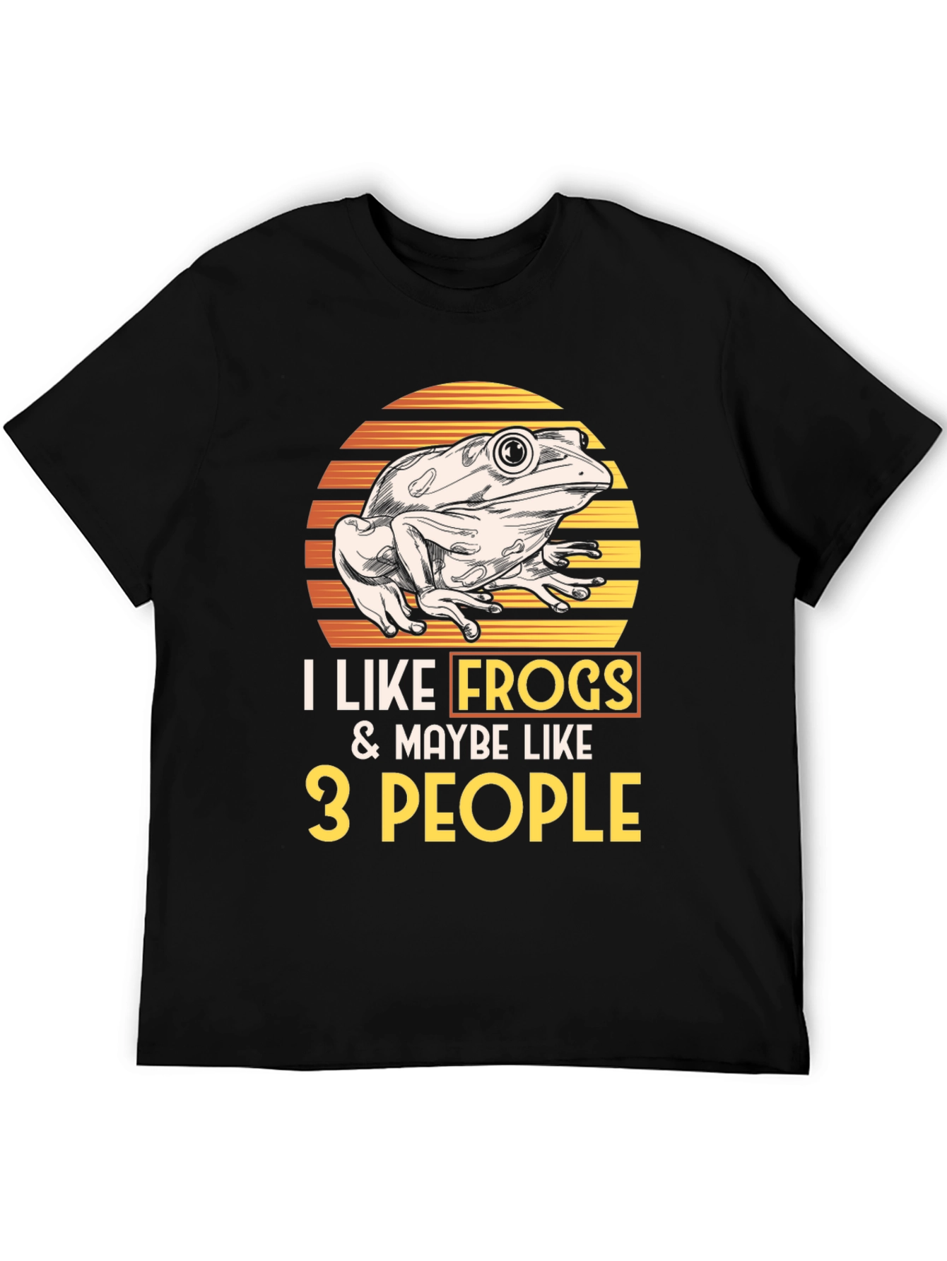 Black I Like Frogs and Maybe Like 3 People T-Shirt view 5