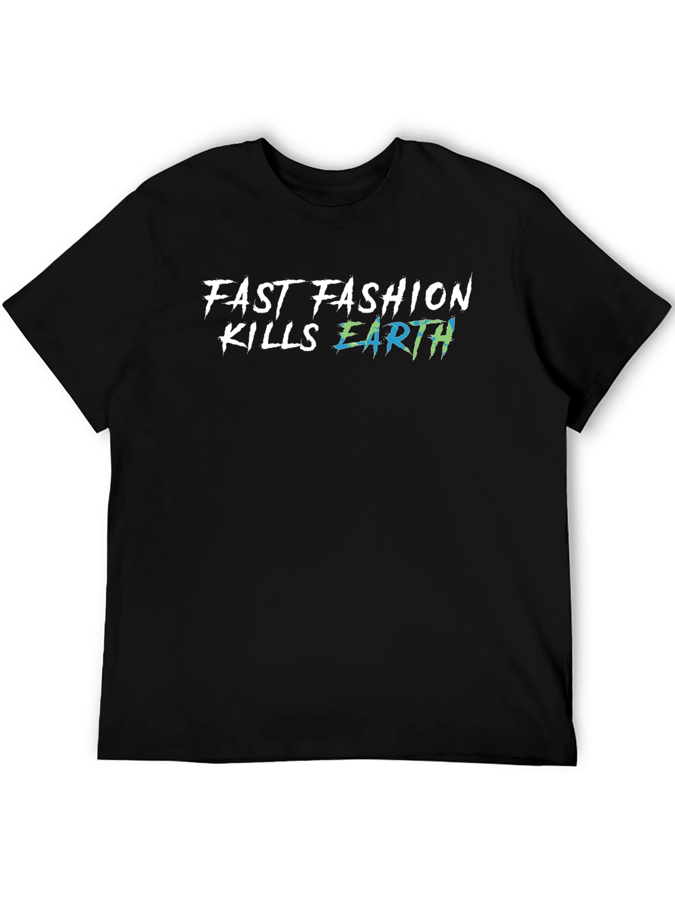 Black Fast Fashion Kills Earth Graphic T-Shirt view 5