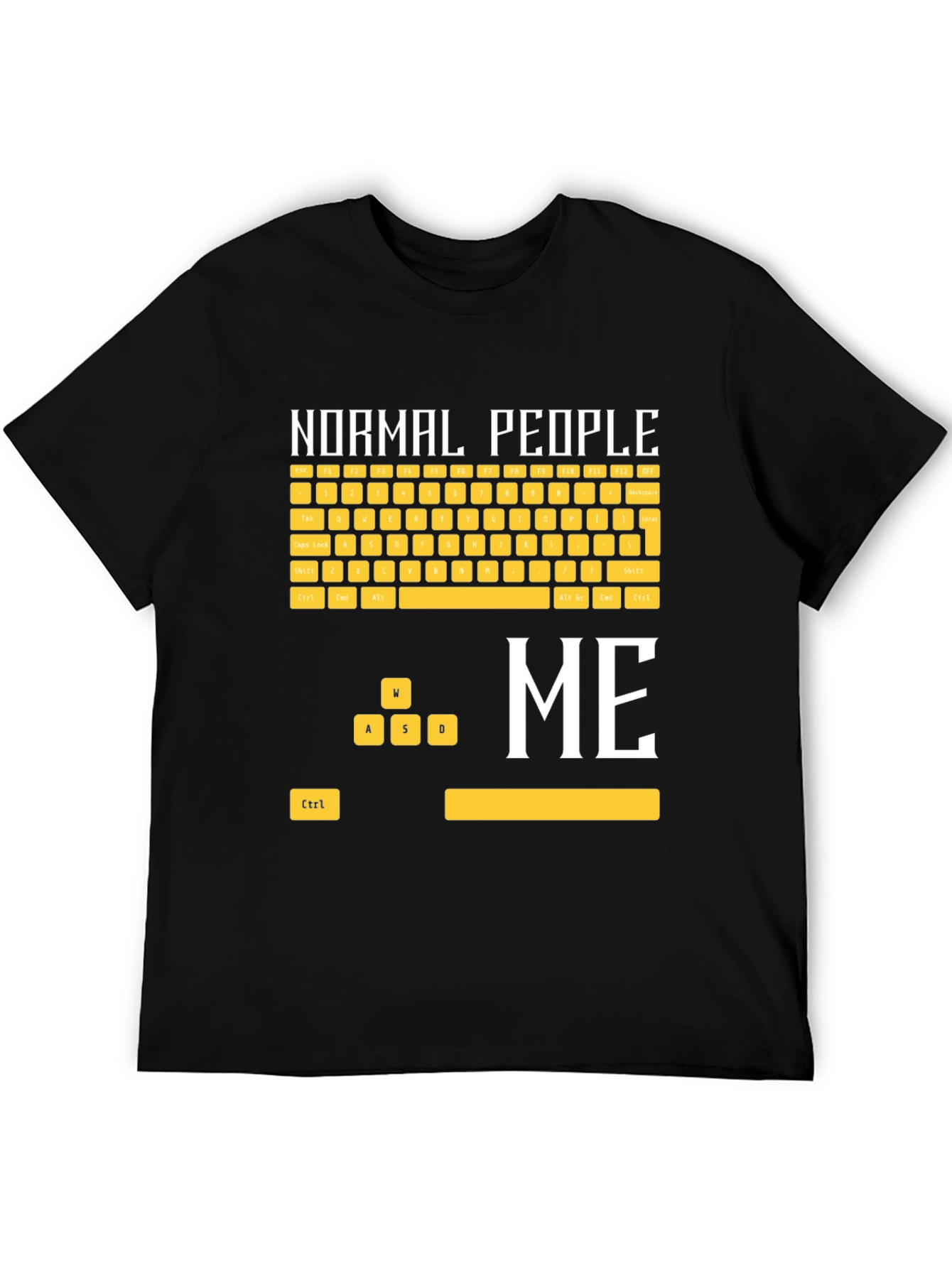 Black Gamer T-Shirt: Normal People vs. Me Keyboard view 5
