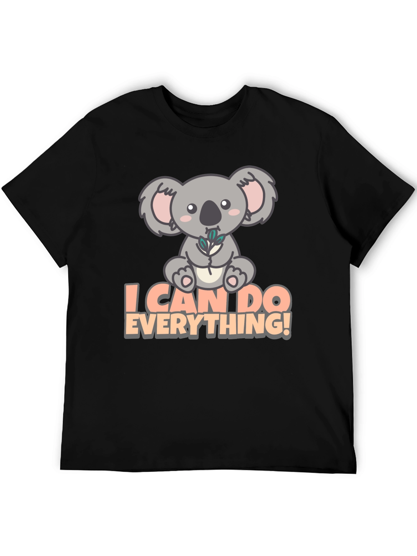 Black Koala I Can Do Everything! Black T-Shirt view 5