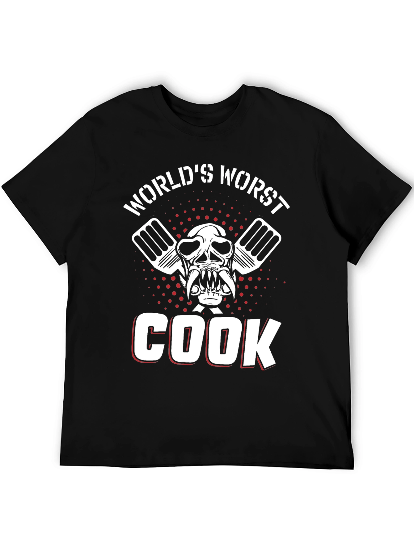 Black World's Worst Cook Skull Graphic T-Shirt view 5