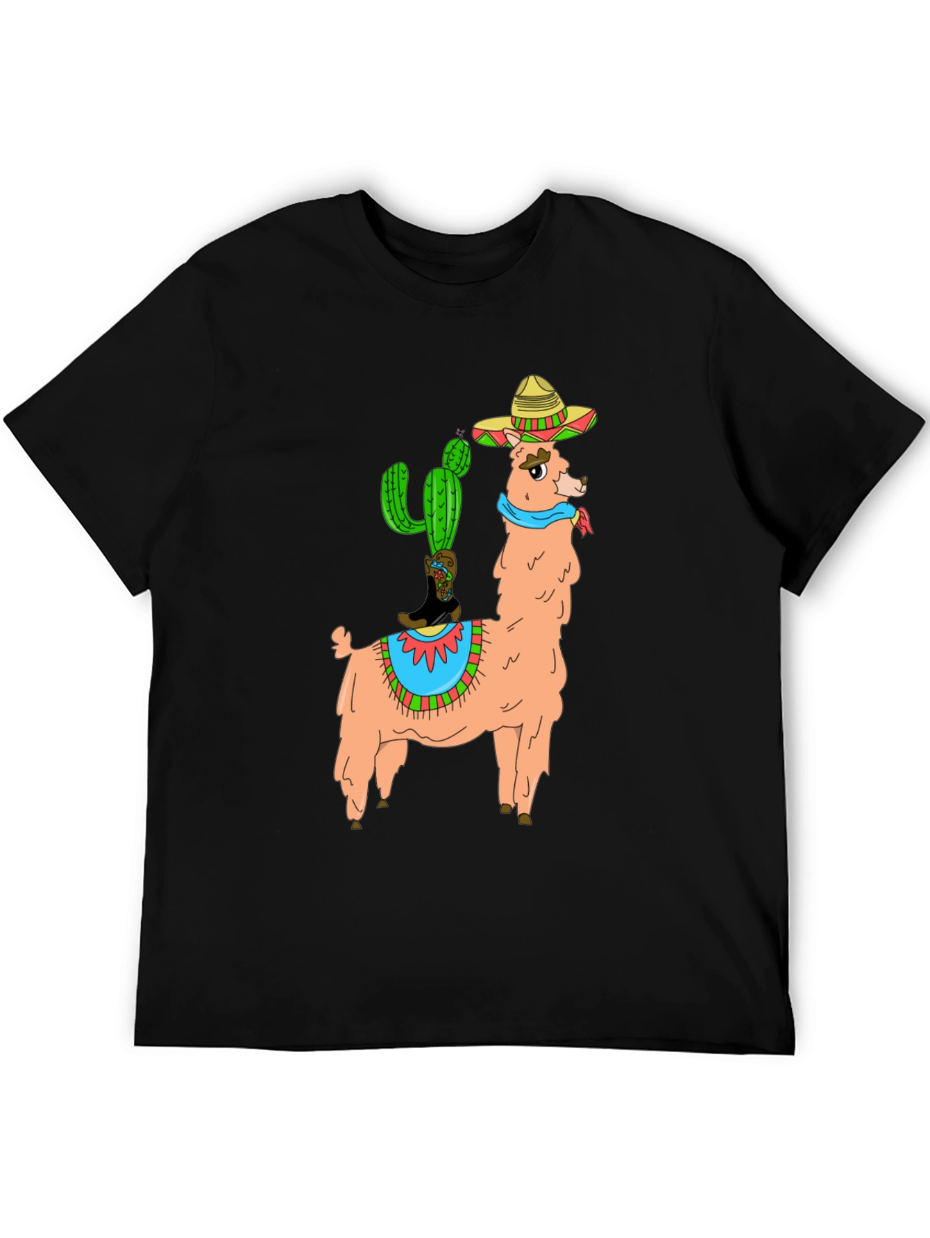 Black Llama Cactus Graphic Tee - Stylish Novelty T-Shirt view 5