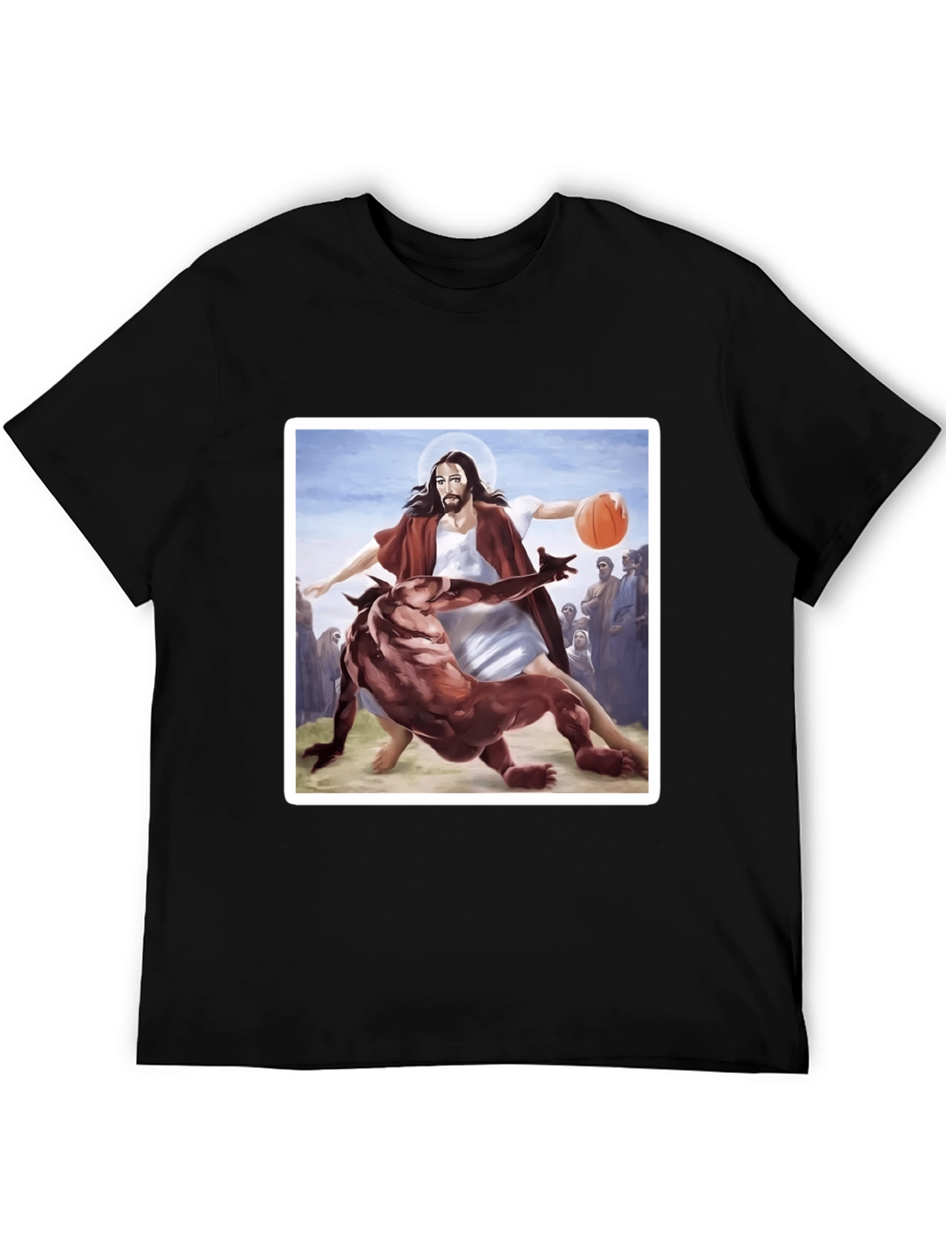 Black Jesus Basketball Graphic Tee - Black Cotton Blend view 5