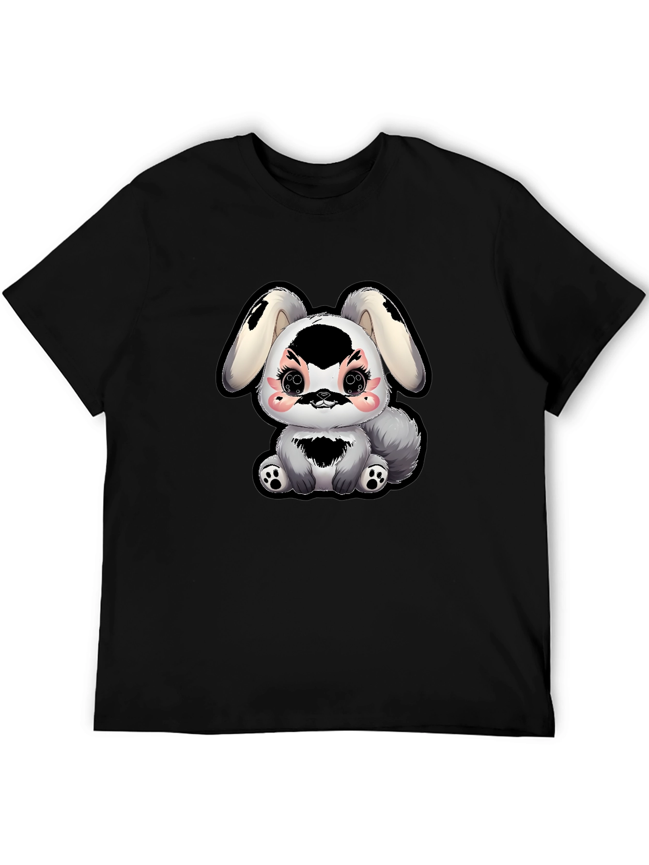 Black Cute Kawaii Bunny T-Shirt - Black view 5