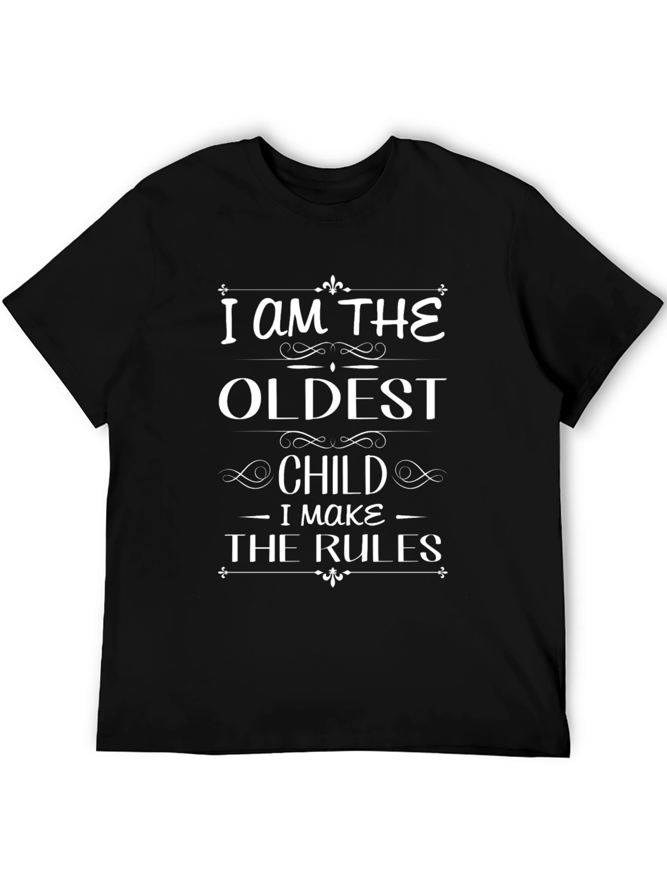 Black Oldest Child Rules Black T-Shirt view 5