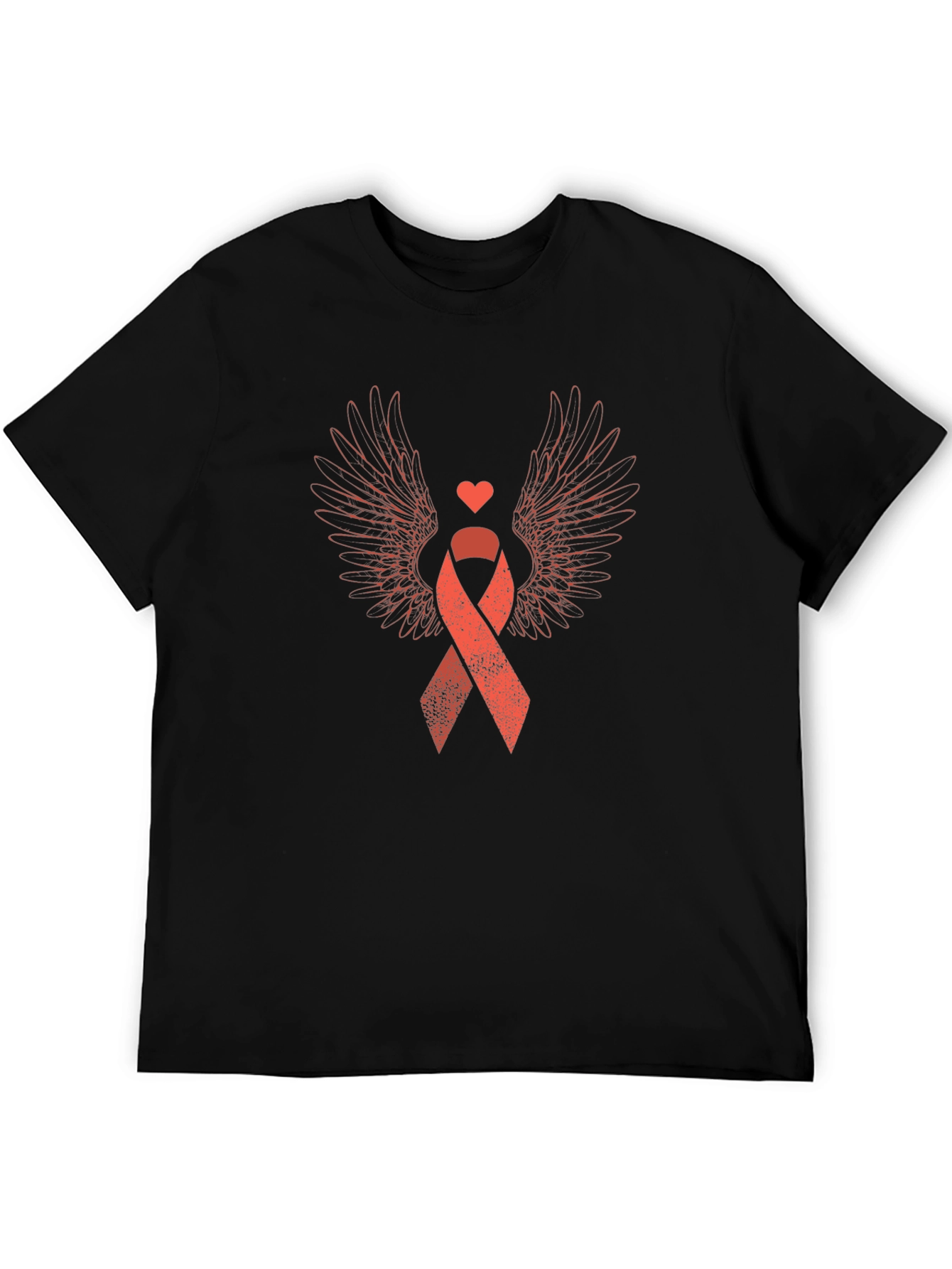 Black Heart & Wings Awareness Ribbon Graphic Tee view 5