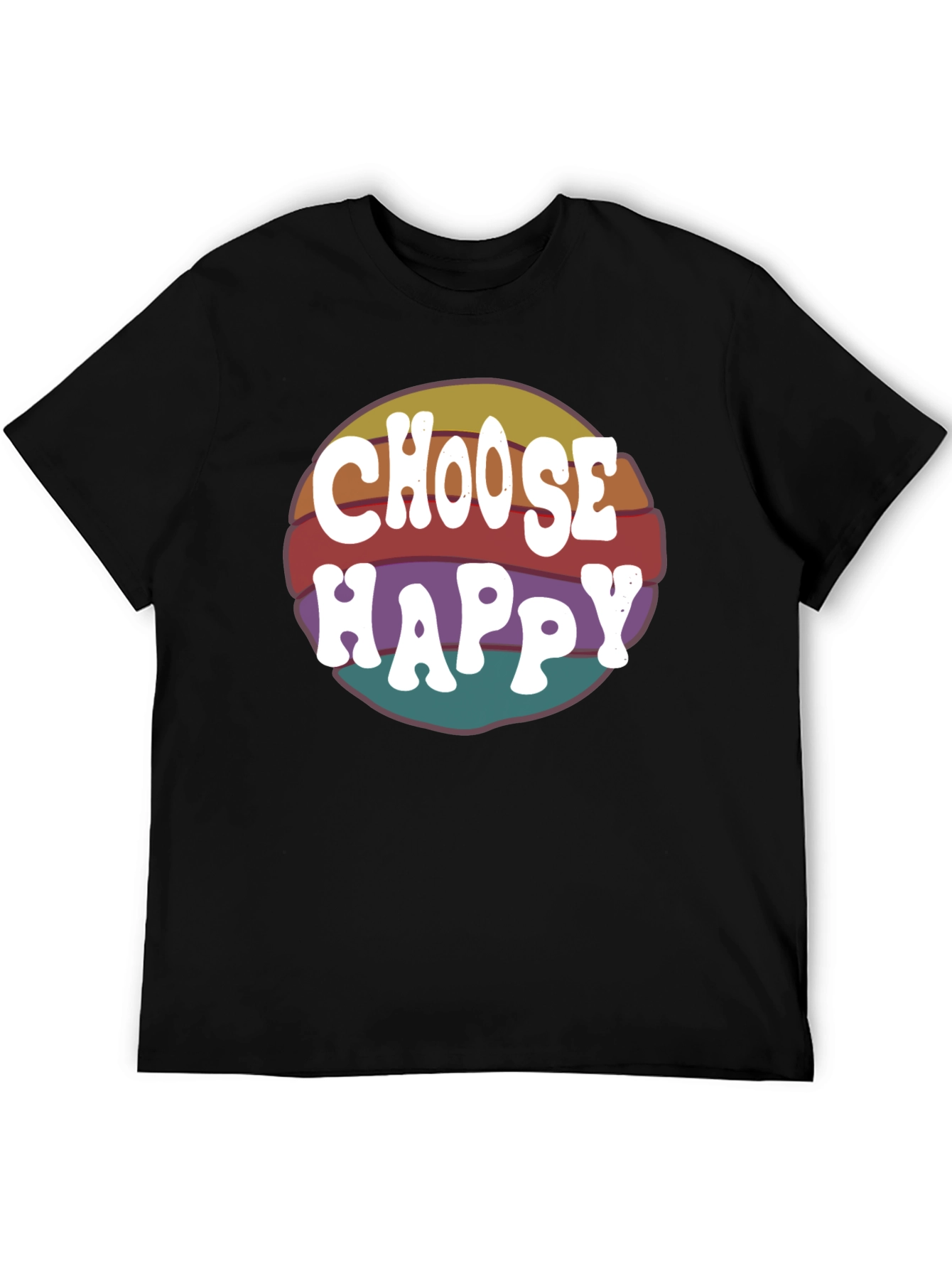 Black Choose Happy Retro T-Shirt - Positive Vibes Tee view 5