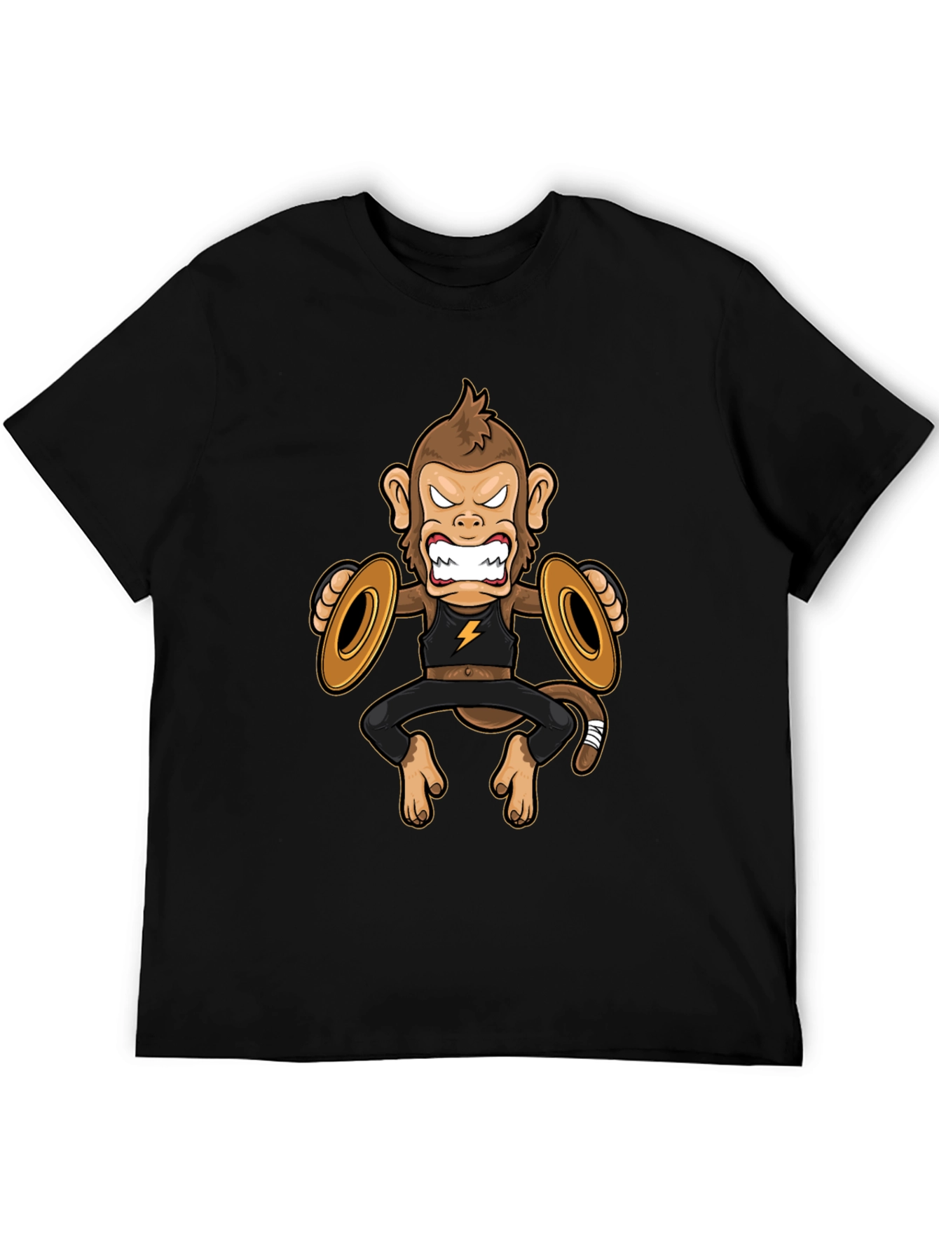 Black Monkey Cymbals Black T-Shirt Funny Graphic Tee view 5
