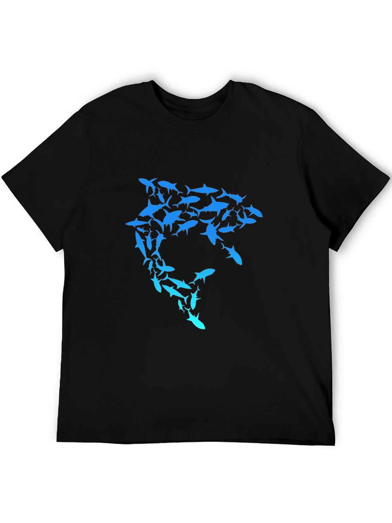 Black Shark Swarm Graphic T-Shirt - Unique Design view 5