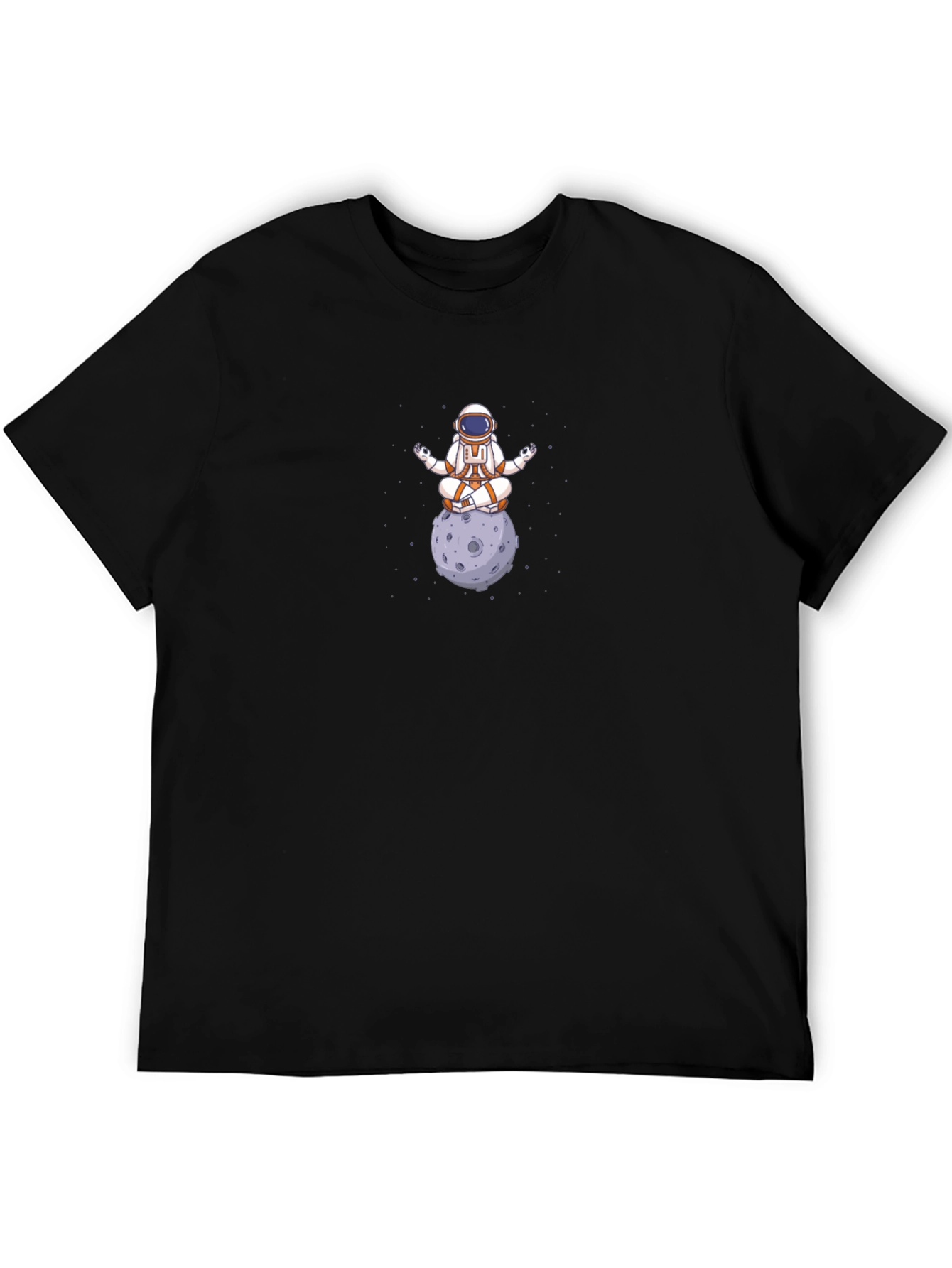 Black Meditating Astronaut T-Shirt - Cosmic Zen view 5