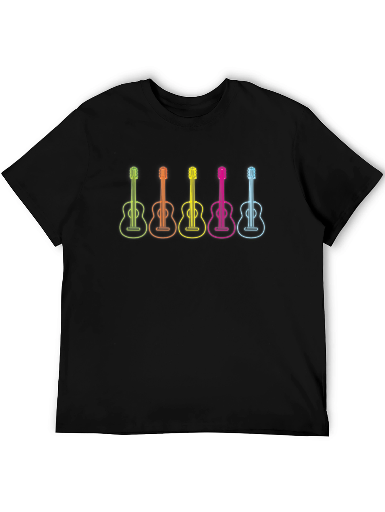 Black Neon Guitar Graphic Black T-Shirt view 5
